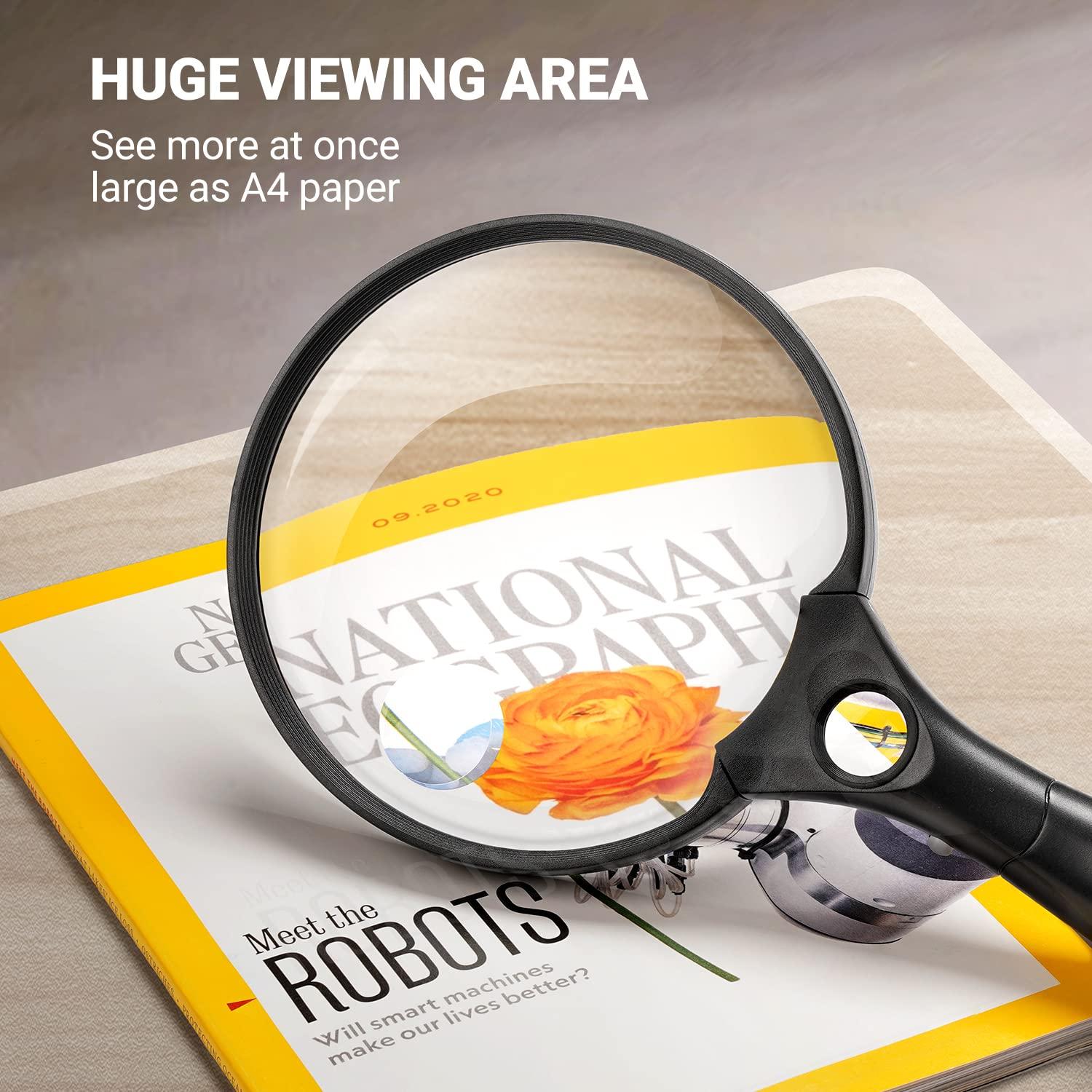 A4 magnifying glass with light clearance