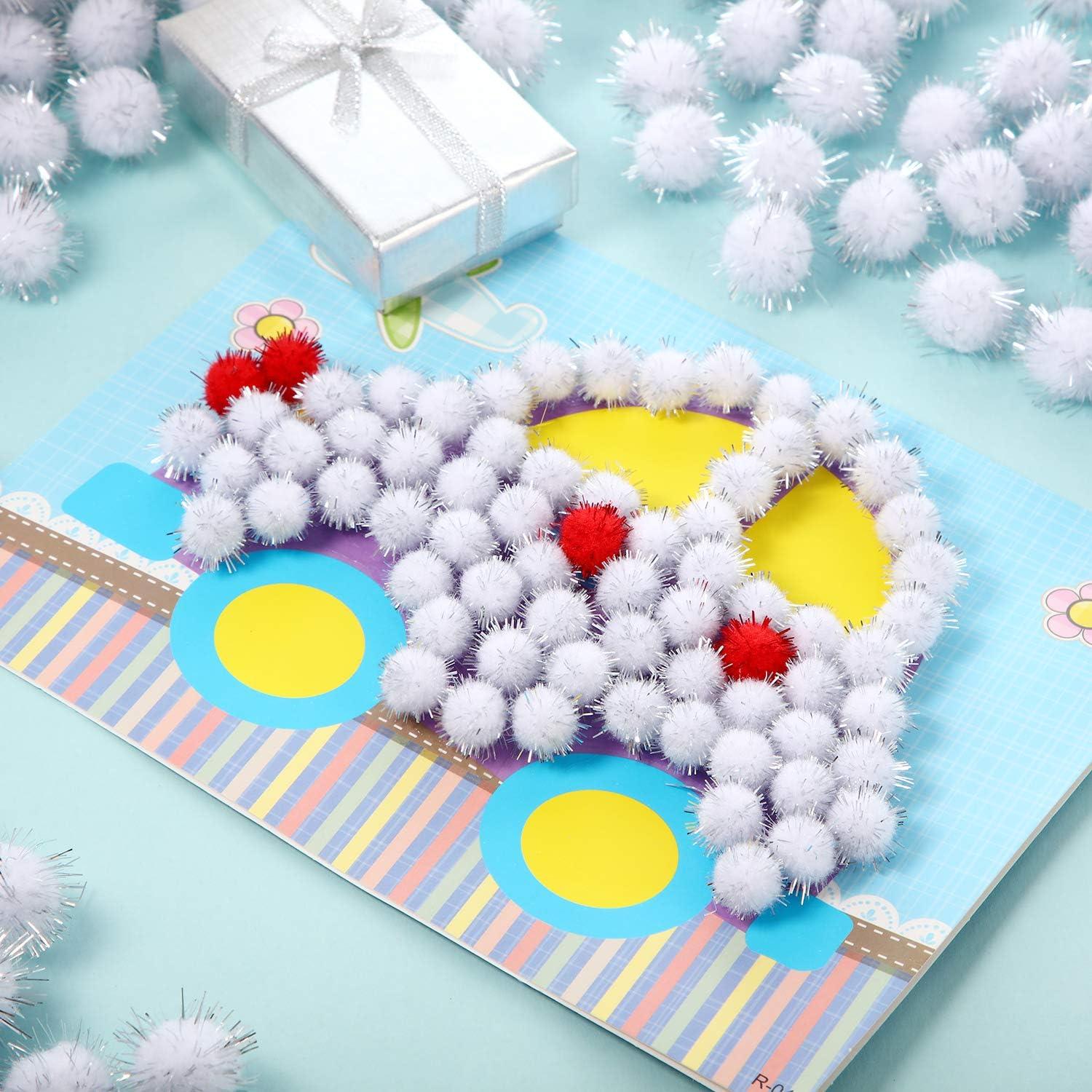 thumbnail image 2 of 1000-Piece Glitter Craft Pom Poms - 0.4 Inch Multicolor DIY Arts & Crafts Supplies 2 of 13