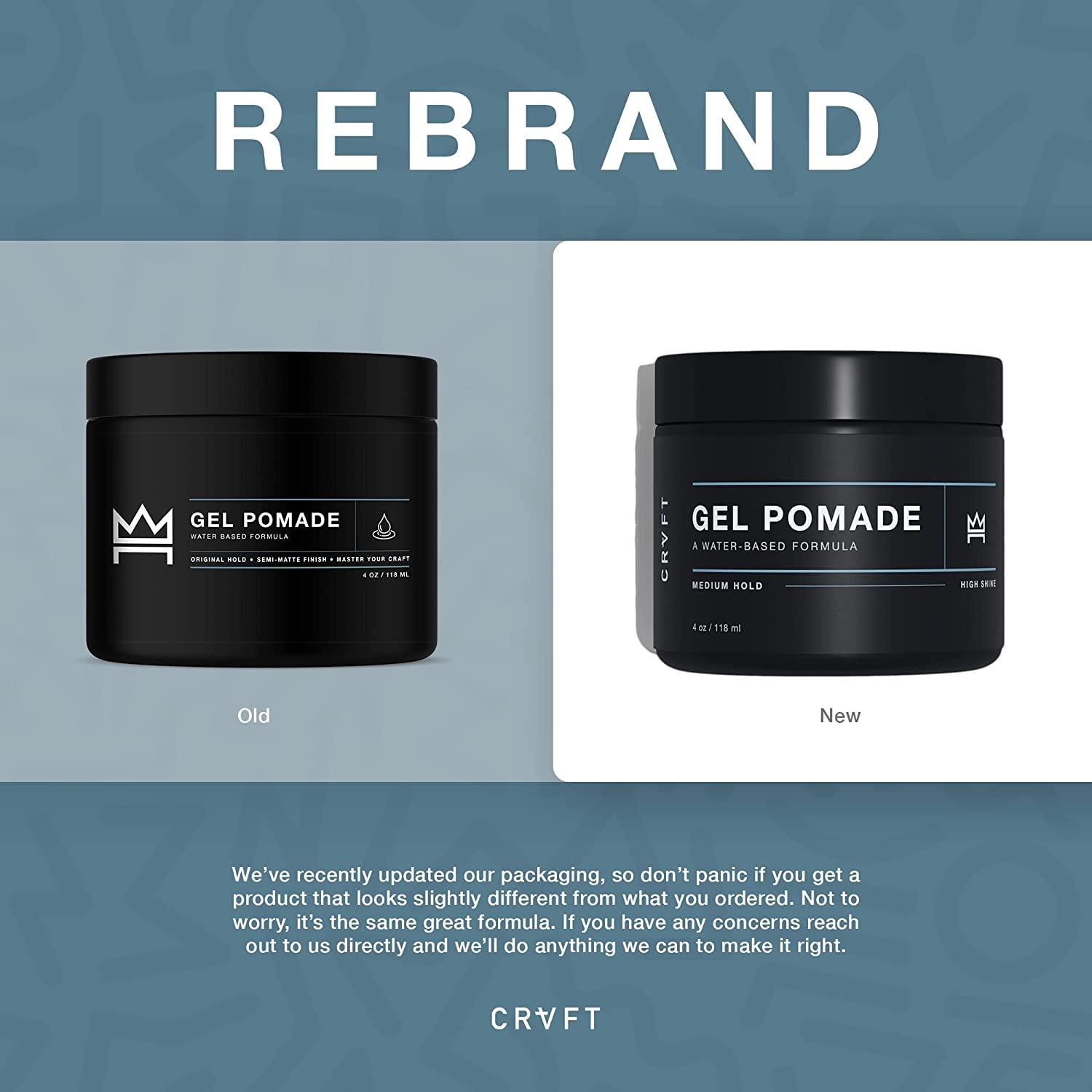 CRVFT Gel Pomade 4oz | High Shine/Medium Hold | Water Based/Water Soluble |  Ideal For Short/Medium Thin/Thick Hair | For A Clean Cut Look | Mens  Styling Product Clear, Stylist Approved Scented