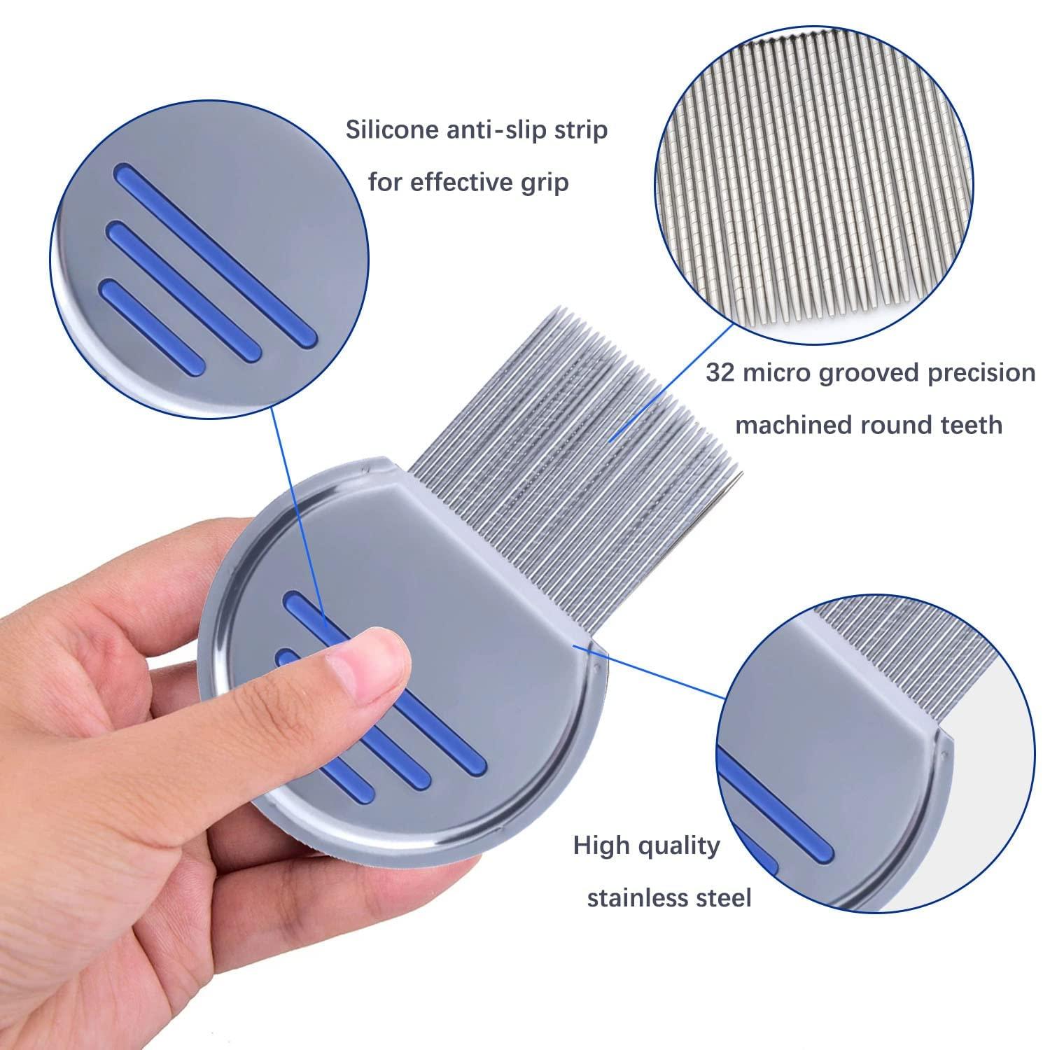 LABOTA 9Piece Lice & Flea Comb Set Double Sided Fine Tooth Combs for