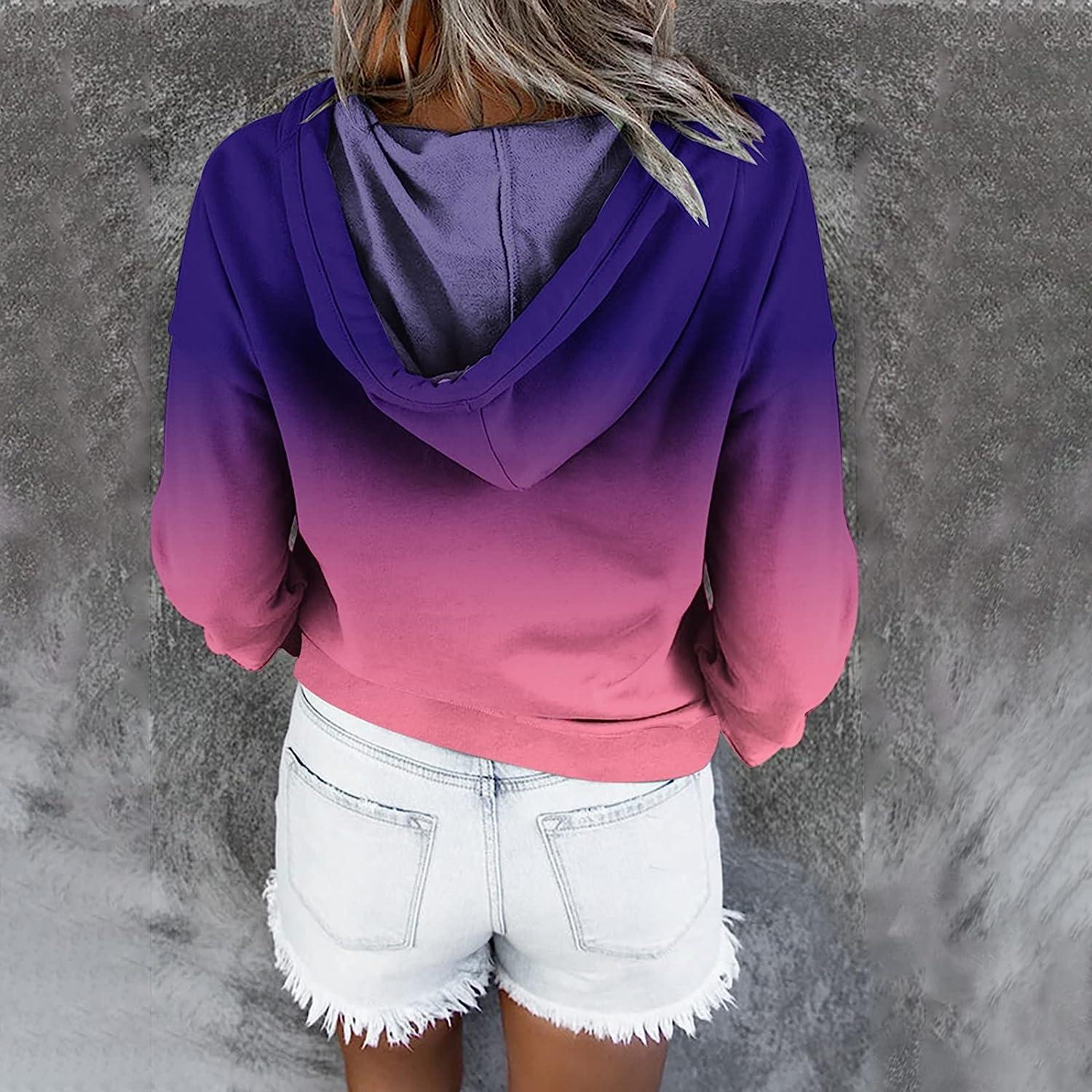 Womens Hoodies Pullover Fall Fashion Tops Graphic Loose Fitting Sweatshirts  Button Down Long Sleeve Shirts with Pocket Medium Purple Button Down Womens  Hoodies Pullover