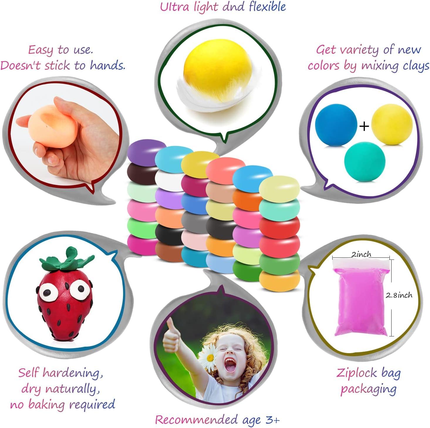 36 Colors Air Dry Clay Ultra Light and Air Dry Clay for Children Non-Toxic and Eco-Friendly Modeling Magical Clay with Tools