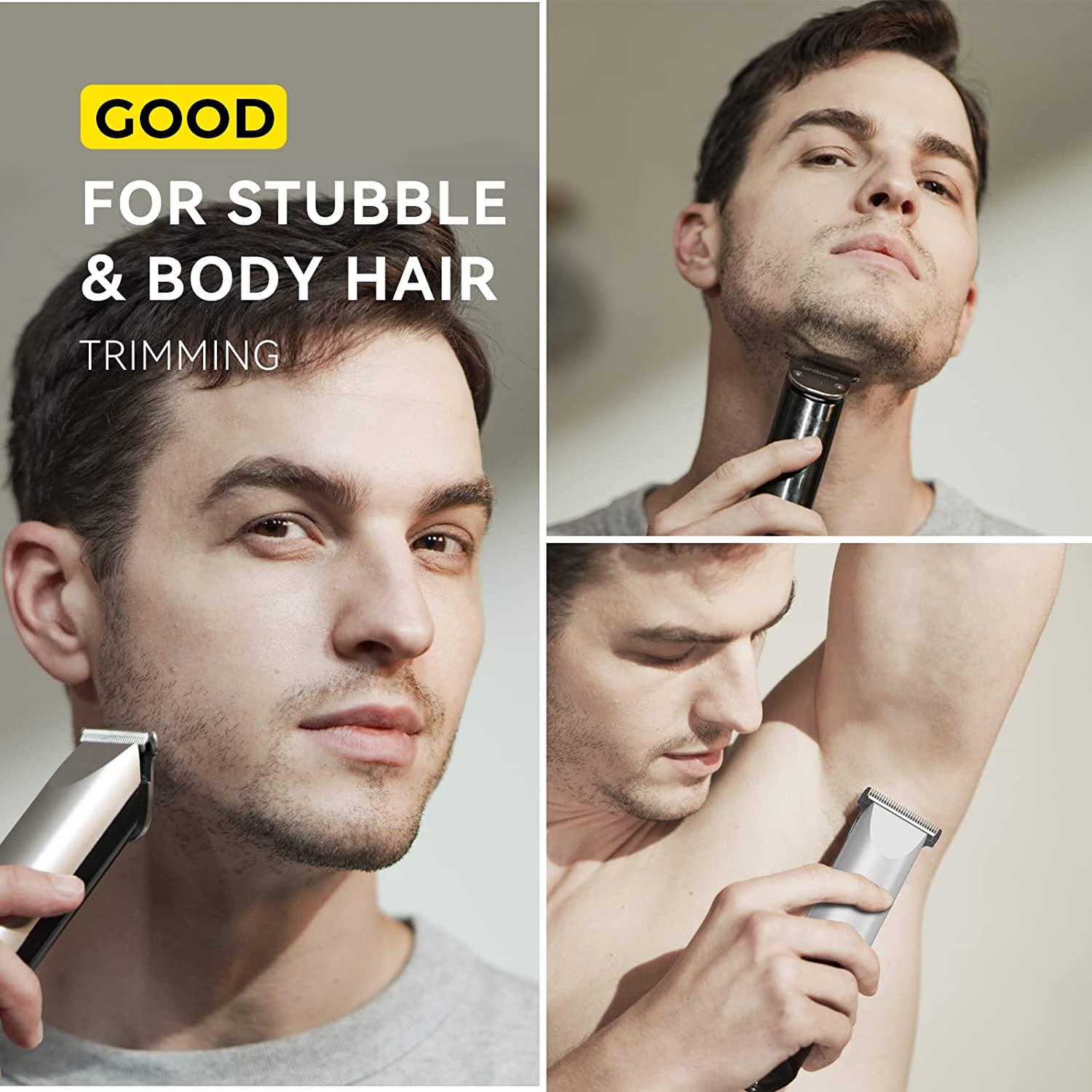 Cordless Hair Trimmer for Men,Rechargeable Hair Clipper for Short Hair and  Bald Head,Waterproof Electric Trimmer for Men in Face and Body,Mustache  Trimmer with Charging Dock & Digital Display Silver&black