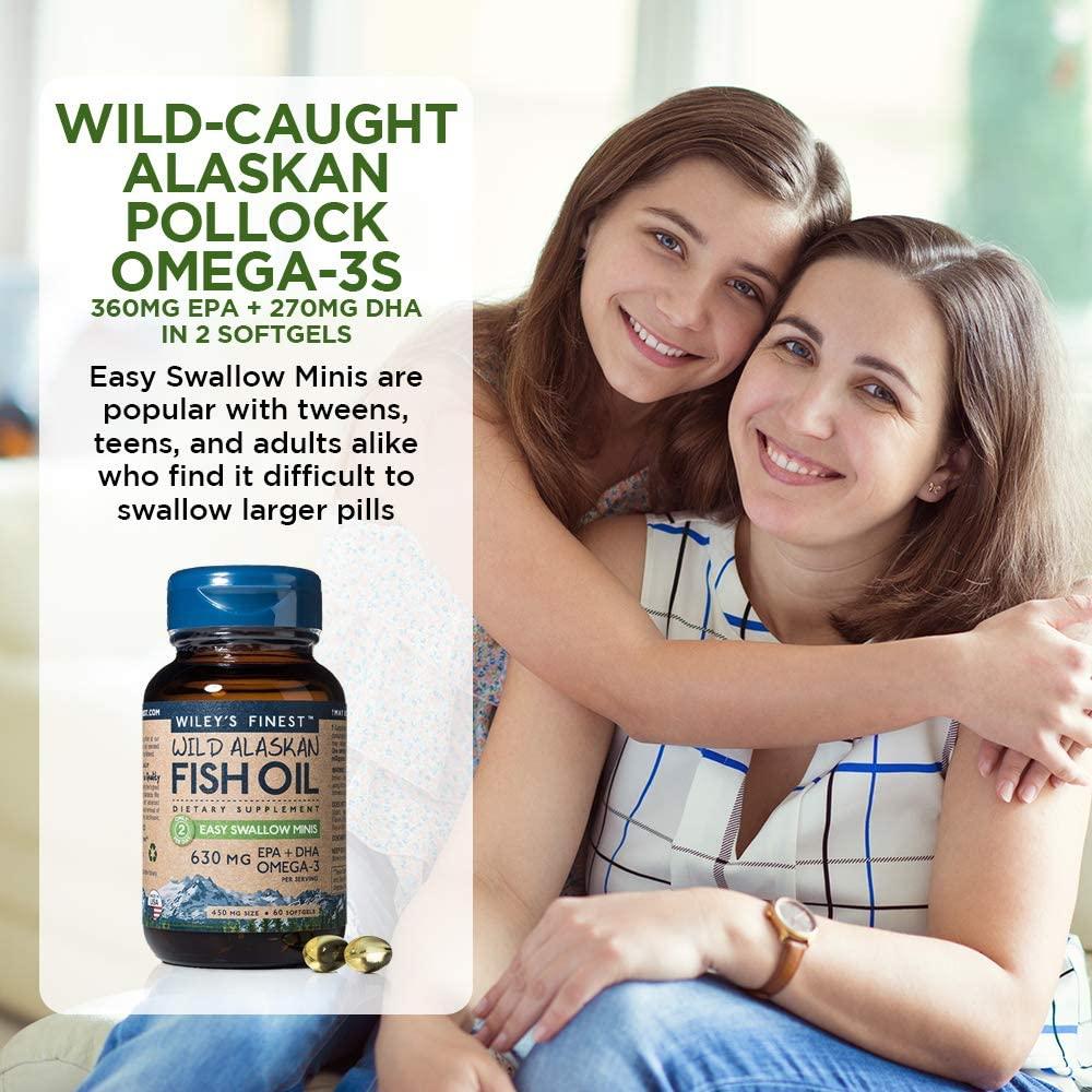 Wild Alaskan Omega3 Fish Oil 630mg EPA DHA Easy Swallow Minis Double