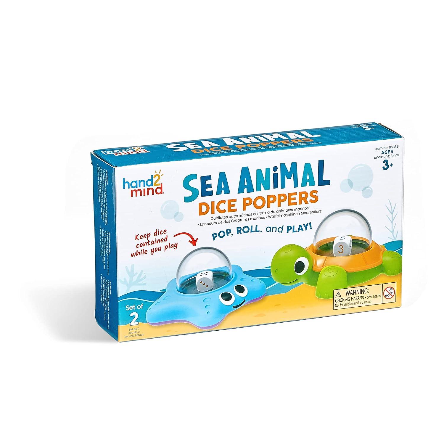 hand2mind Sea Animals Dice Poppers, Math Dice Popper, Game Replacement