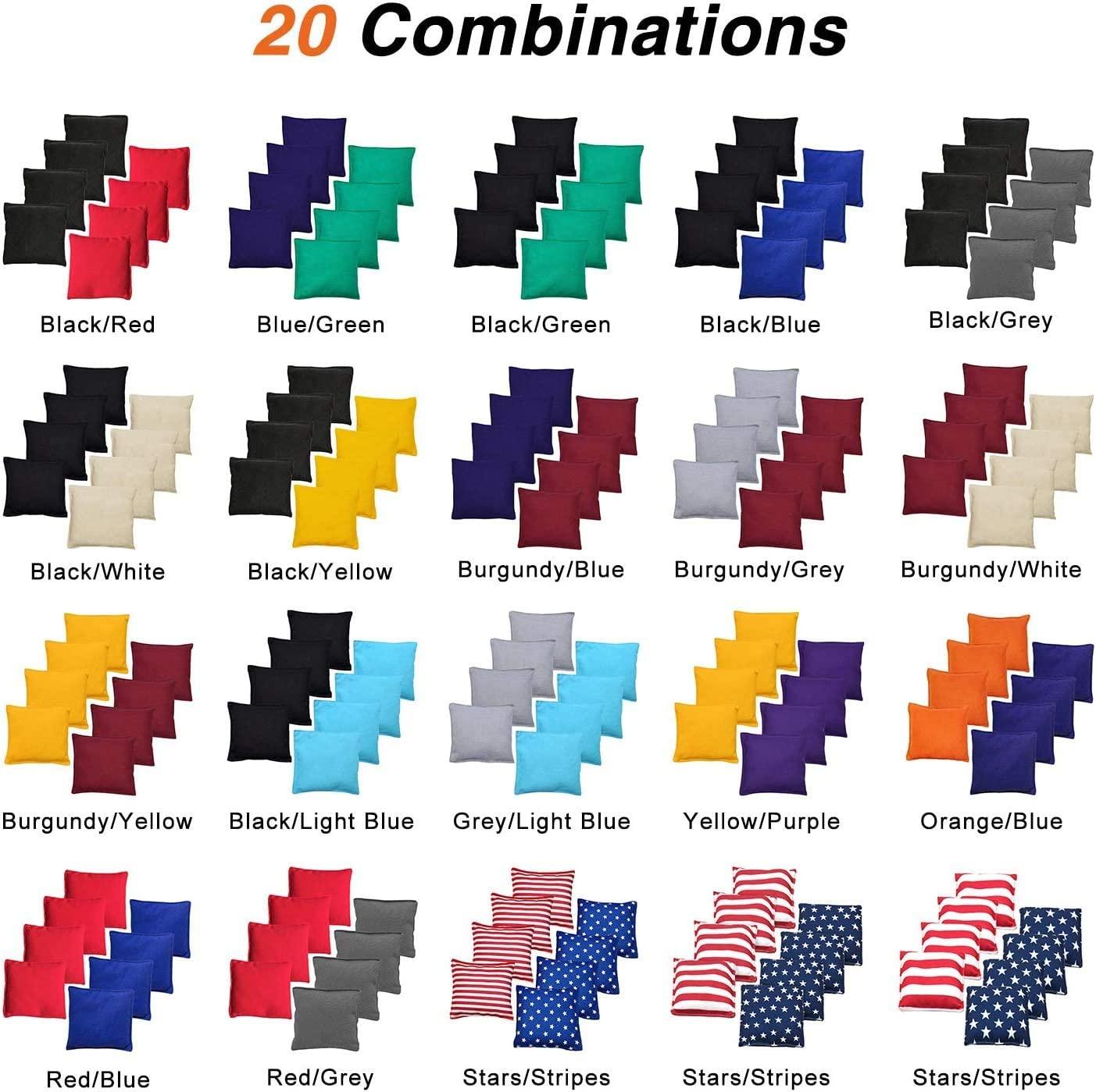 JMEXSUSS Weather Resistant Standard Cornhole Bags, Set of 8 Regulation