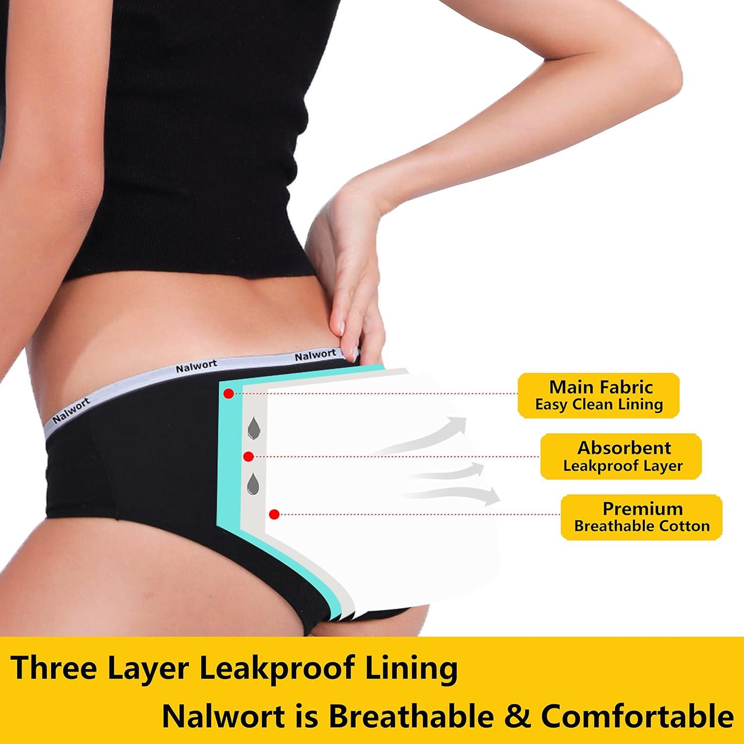 5 Pack Womens Cotton Period Panties Heavy Flow Leakproof Menstrual
