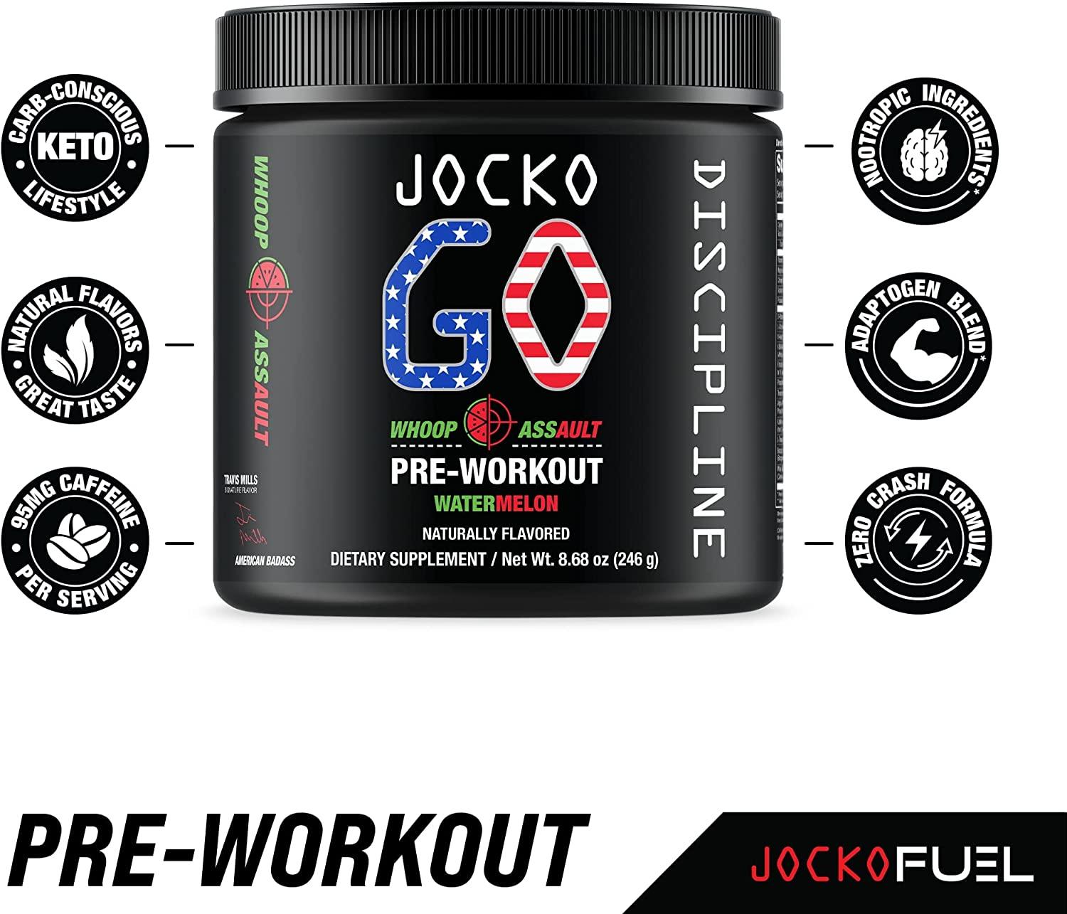 Jocko GO Pre Workout Watermelon KETO Nootropic Blend with Vitamin C