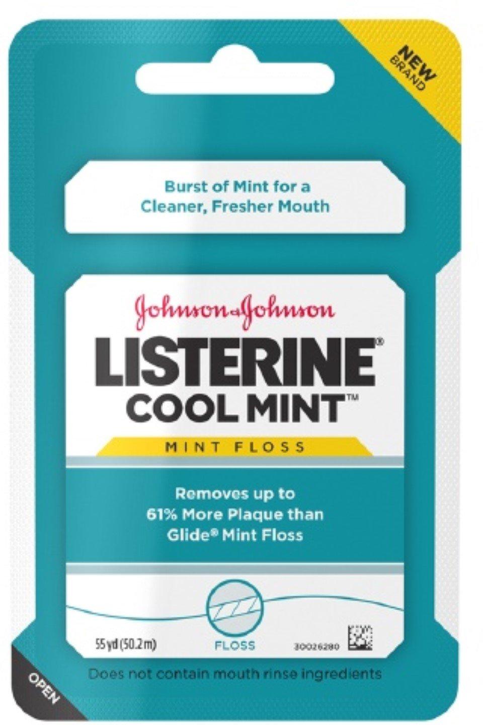 Listerine Dental Floss, Cool Mint 55 yds (Pack of 4)