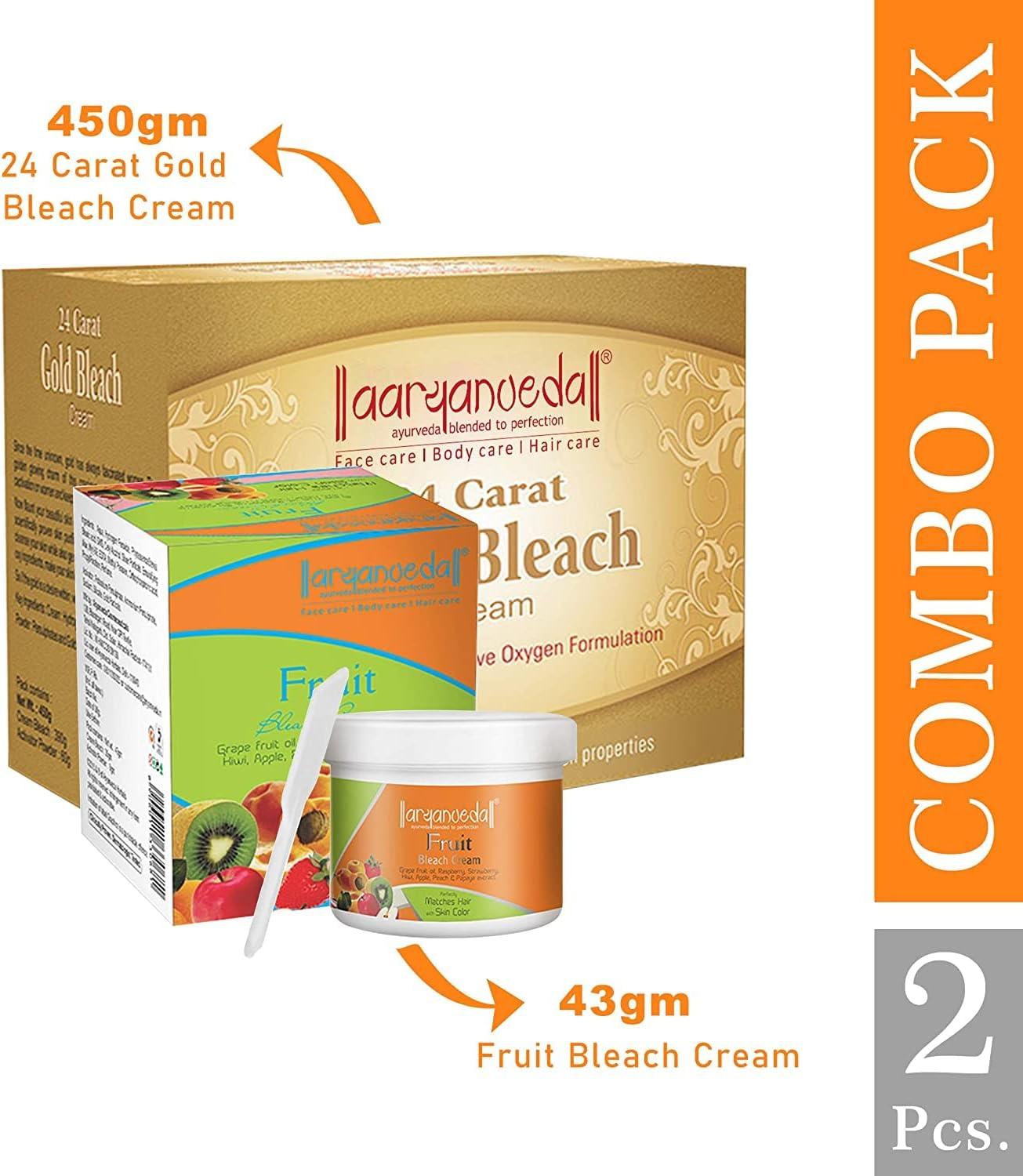 SJH 24 Carat Gold Bleach Cream 450 gm and Fruit Bleach Cream 43g