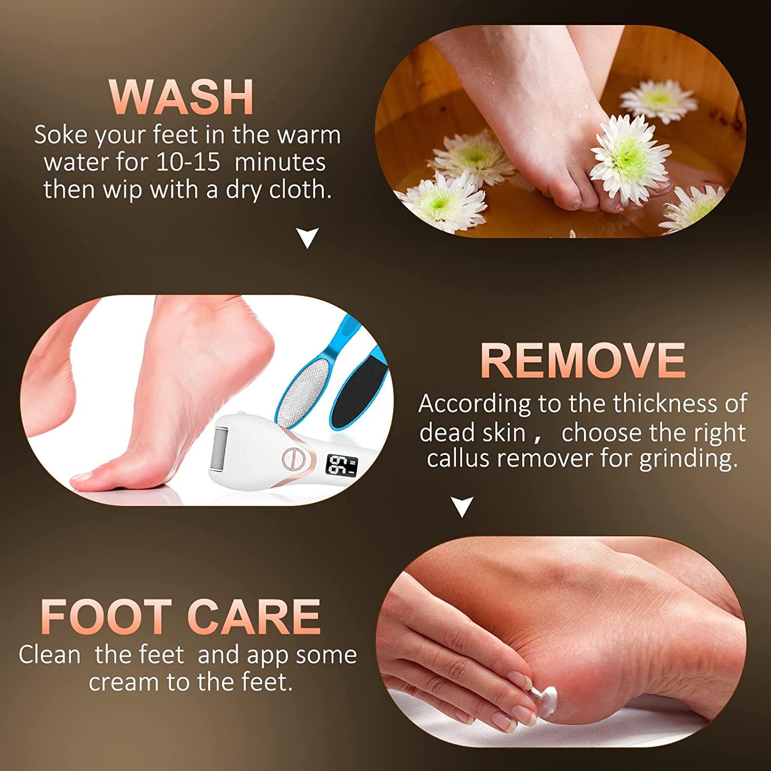 Electric Foot File Callus Remover for Feet, Rechargeable Pedicure Kit