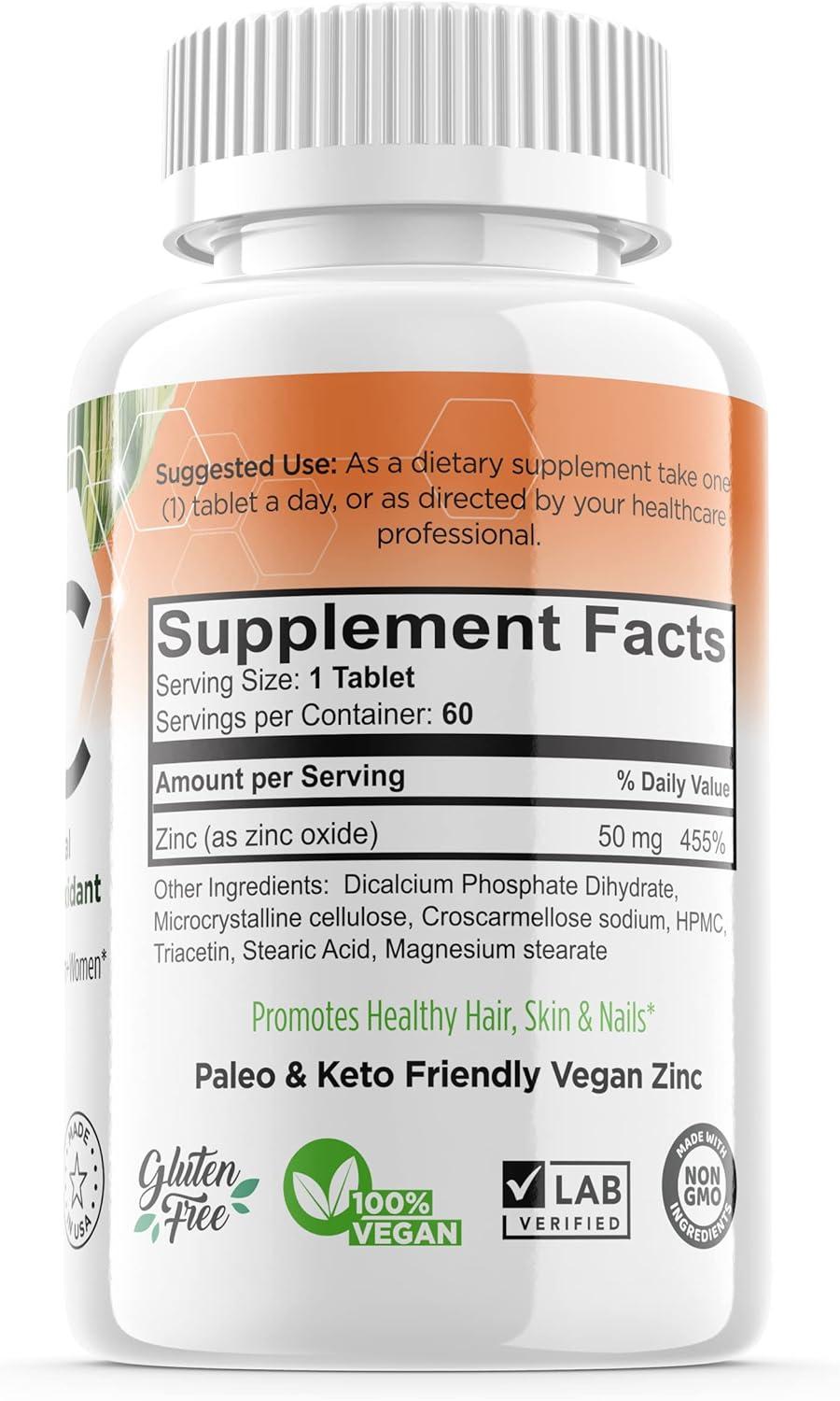 Zinc 50mg Supplements Specially Formulated for Sensitive Stomachs