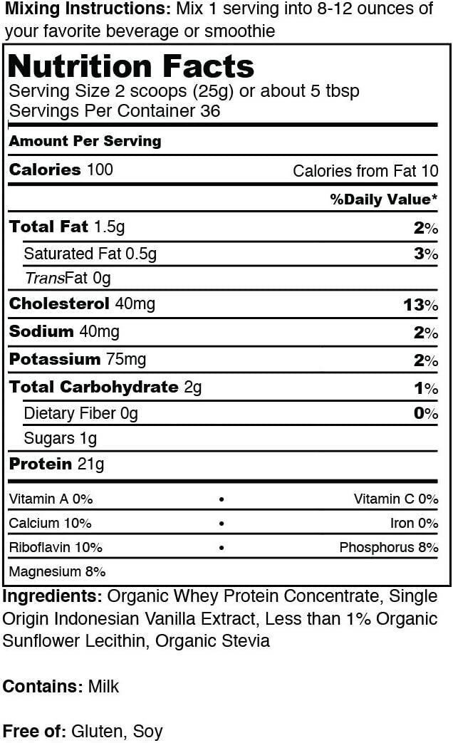 Norcal Organic Grass Fed Whey Protein Powder Vanilla Natural and