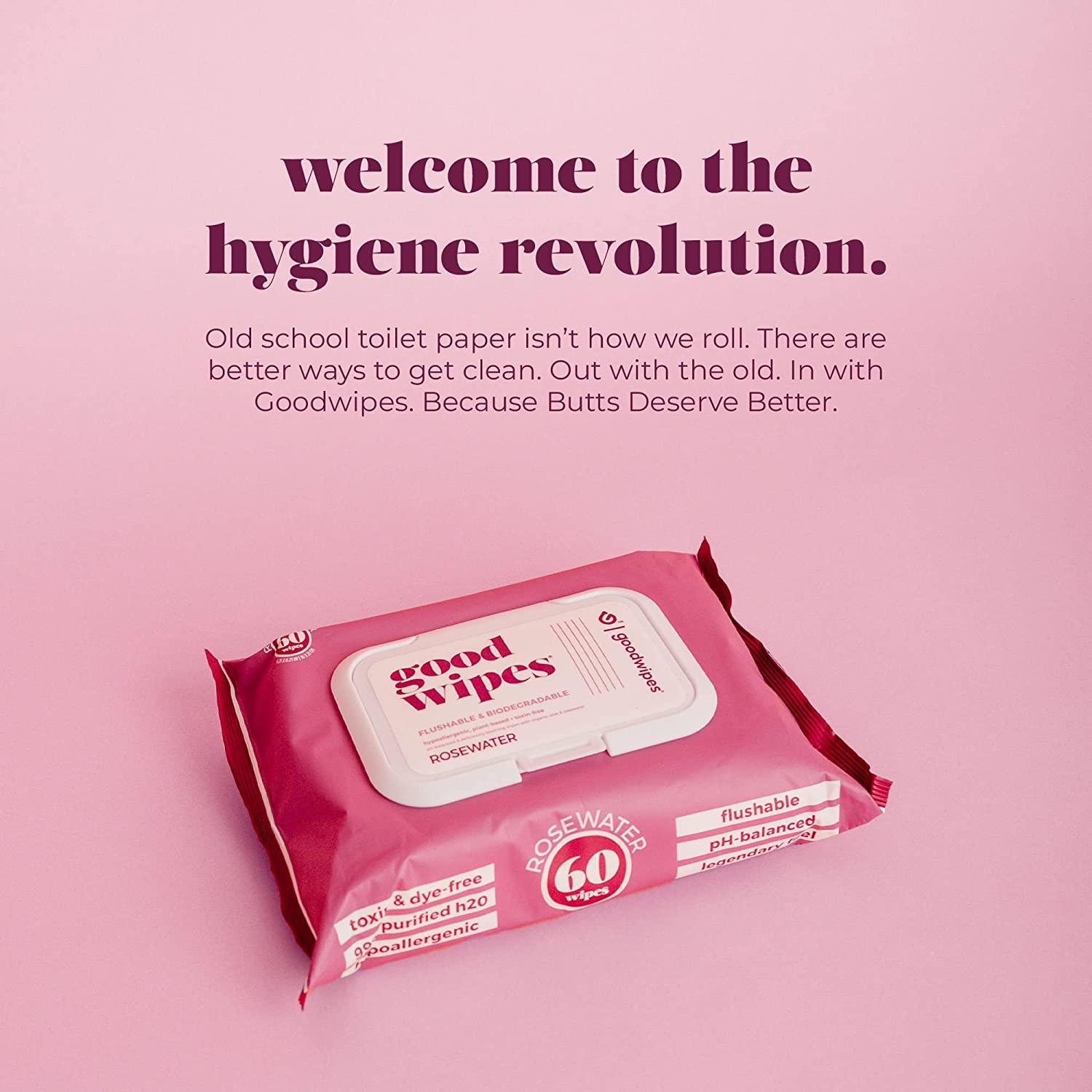 Goodwipes Flushable PlantBased Wipes Rosewater & Aloe 180 ct (3