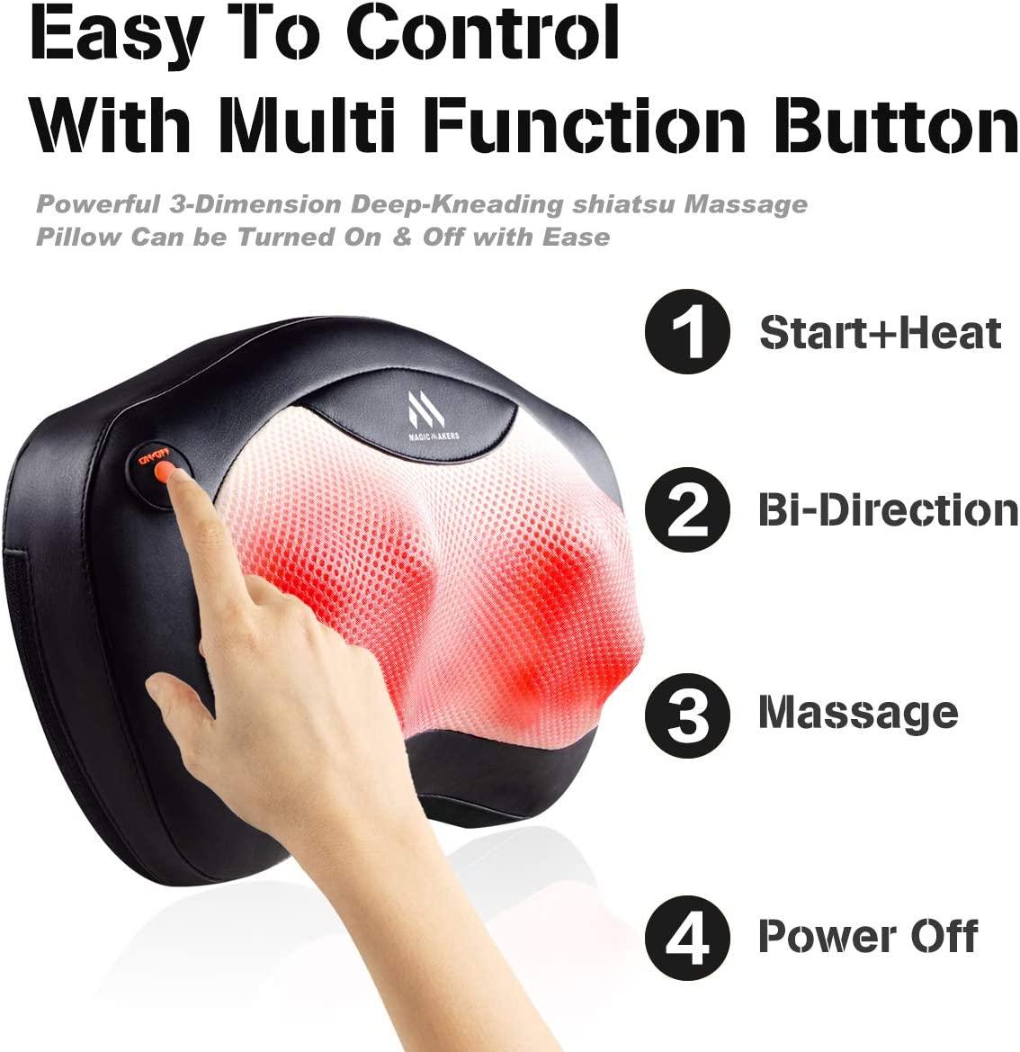Magic Makers - Shiatsu Back, Shoulder, and Neck Massager with Heat