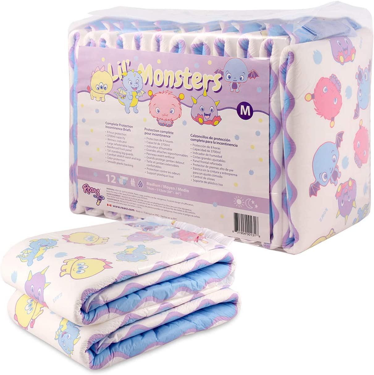Rearz - Lil' Monsters - V3.0 - Adult Diapers (12 Pack) (Medium)