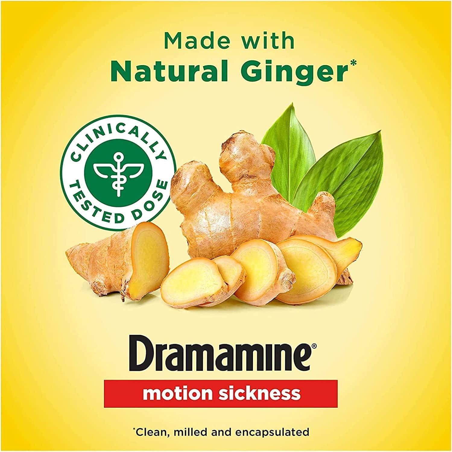 Dramamine NonDrowsy Naturals Natural Ginger Formula (18 Capsules)