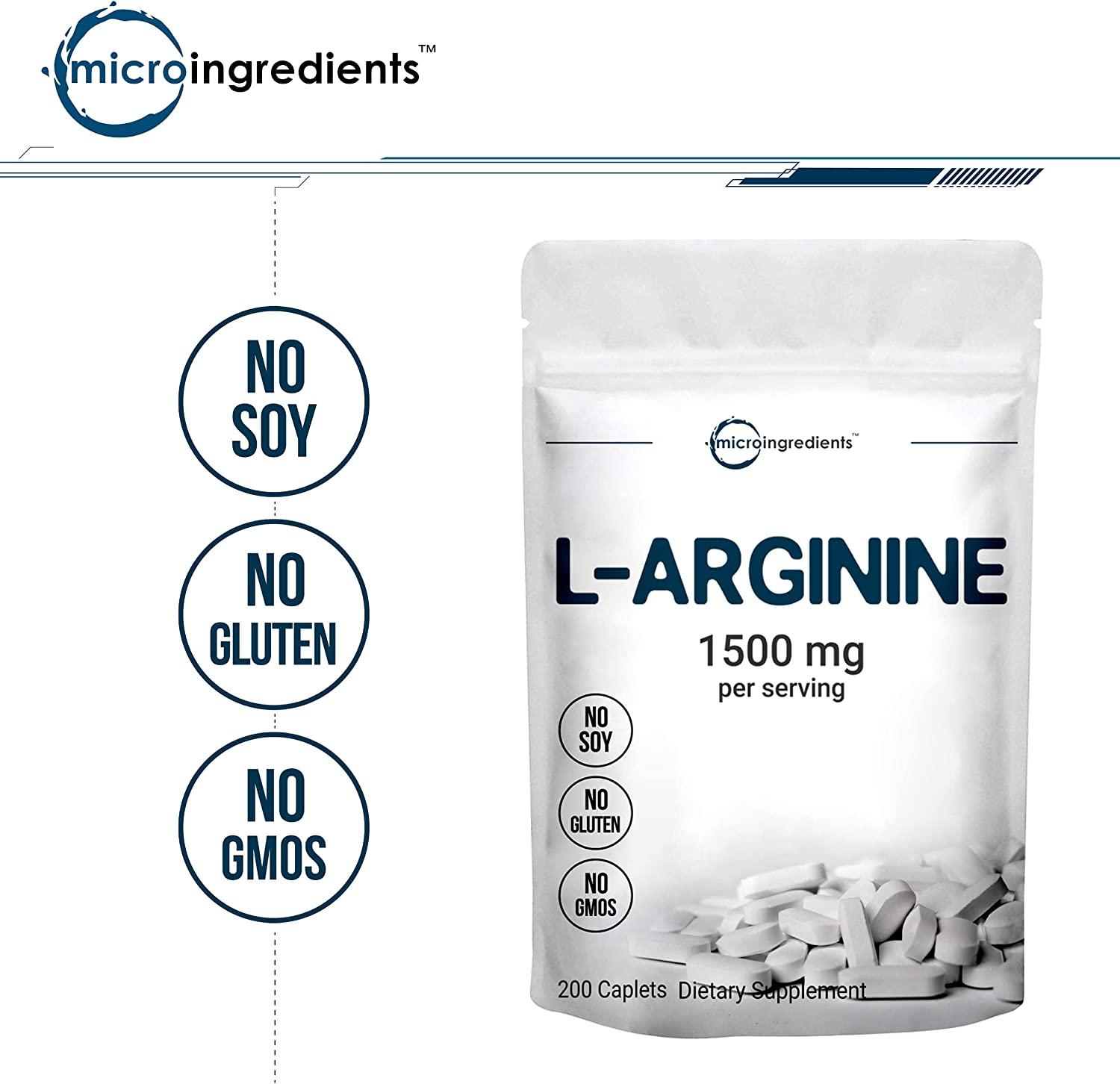 Micro Ingredients L Arginine Supplement, Arginine Caplet, 1500mg Per
