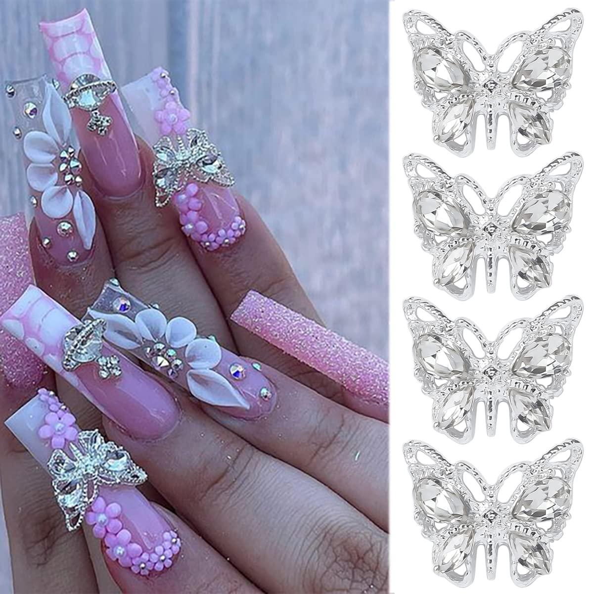 Orange Glitter Butterfly Press On Nails – Royal Meadow Fairy