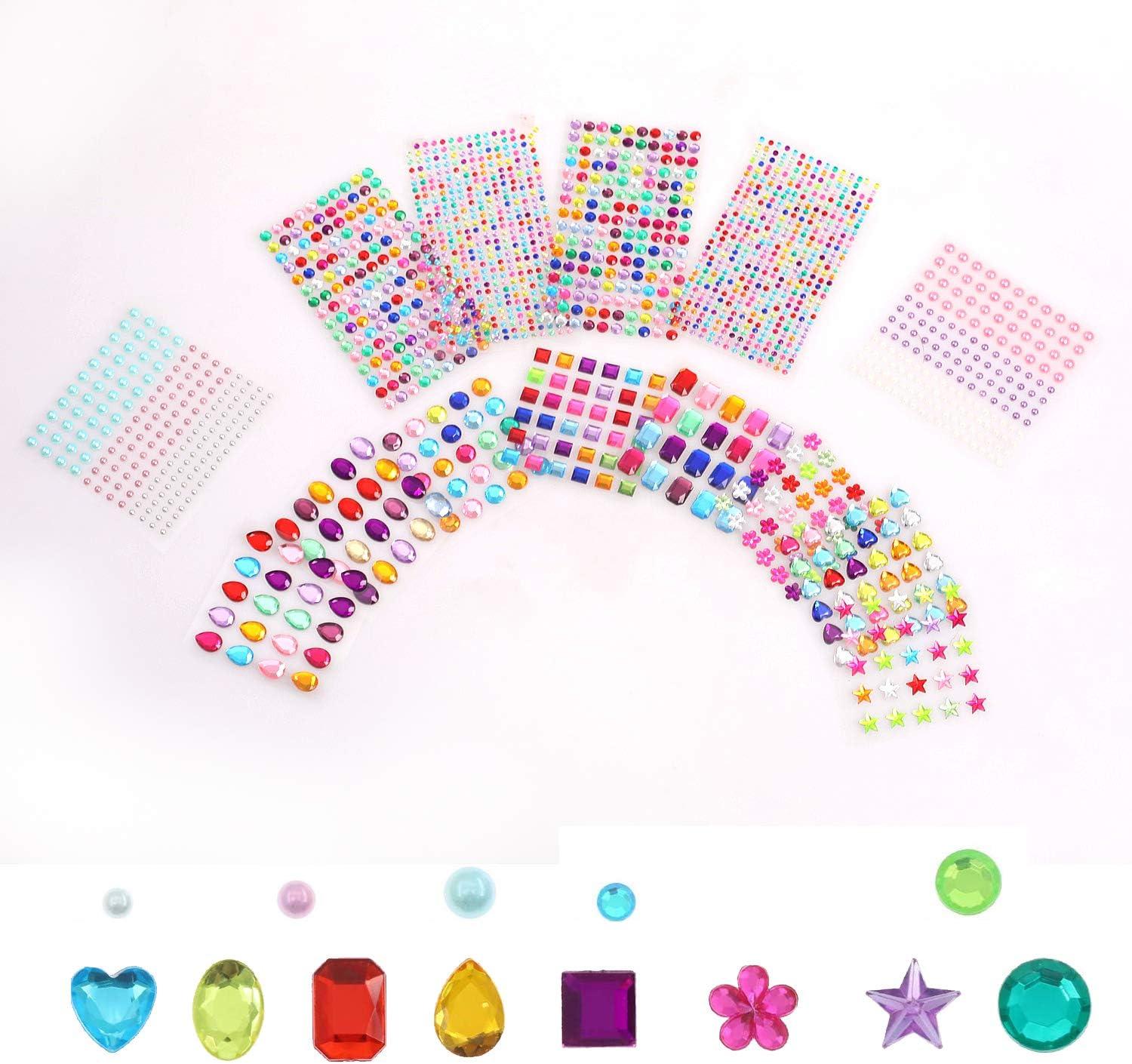 1782pcs Gems Stickers Self Adhesive Gems for Crafts Bling Rhinestones for  Crafts Assorted Shapes Jewels Rhinestones Stickers Muticolor