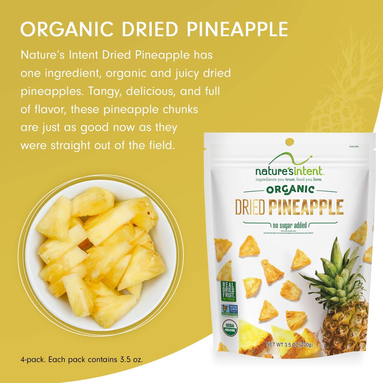 Nature's Intent Organic Dried Pineapple 4 Pack x 3.5 Ounce A