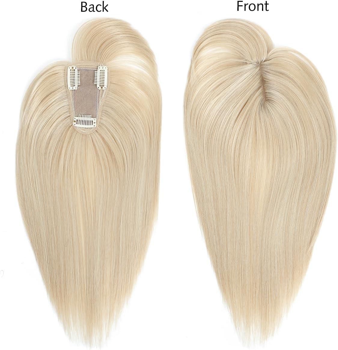 Yamel Hair Toppers for Women 3 Clips in Hair Topper with Bangs Highlight Blonde 12 Inch