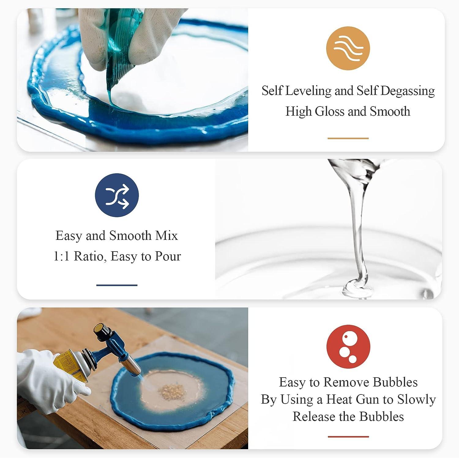 Getue 32OZ Epoxy Resin-Resin Kit-Art Resin Crystal Clear Kit, Epoxy Casting And Coating for Jewelry Resin,Art,River Tables Easy Mix 1:1 Resin Epoxy with Sticks, Resin for Crafts (32 OZ