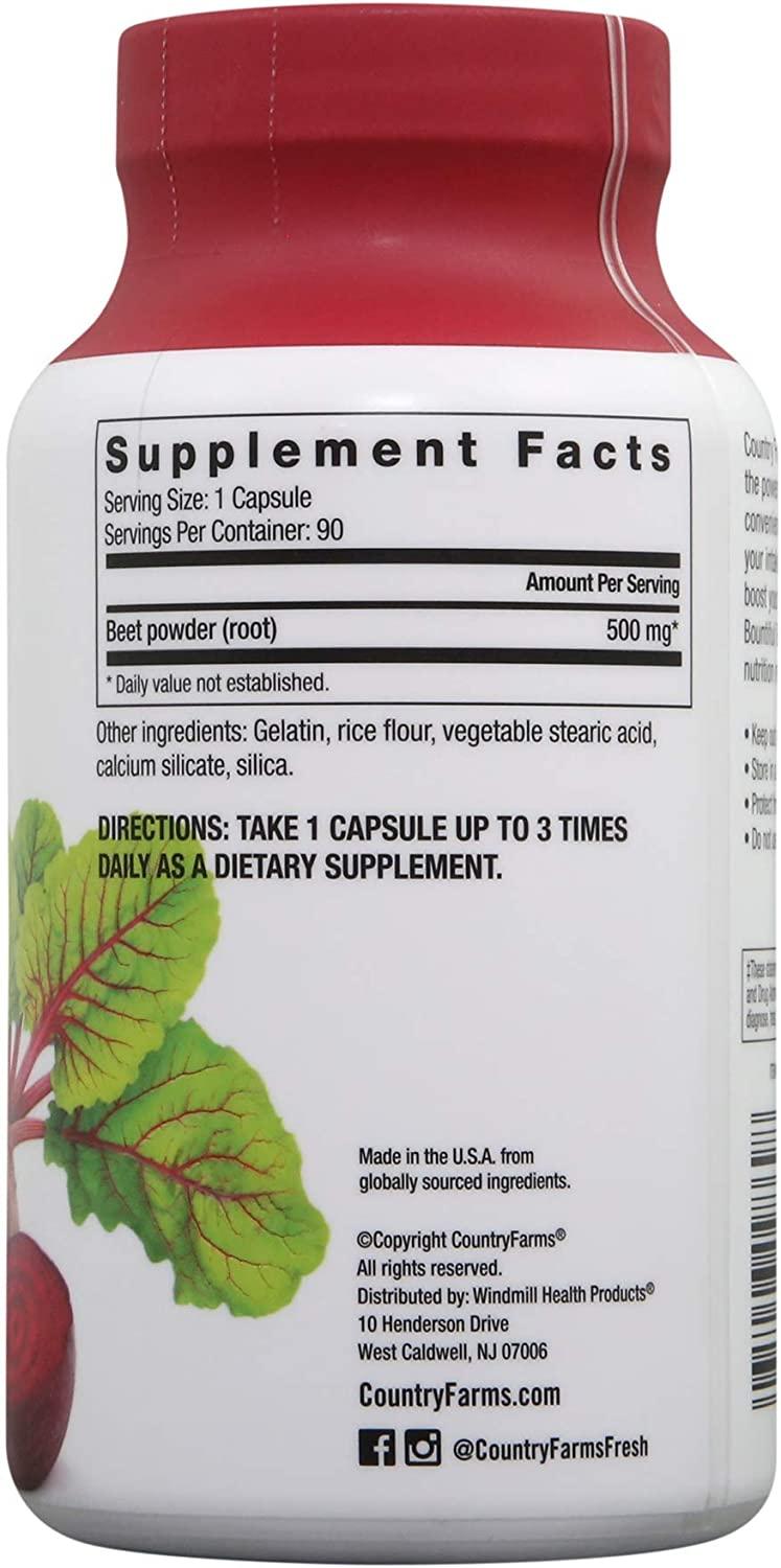 Country Farms Bountiful Beets Root Capsules, Wholefood Beet Extract