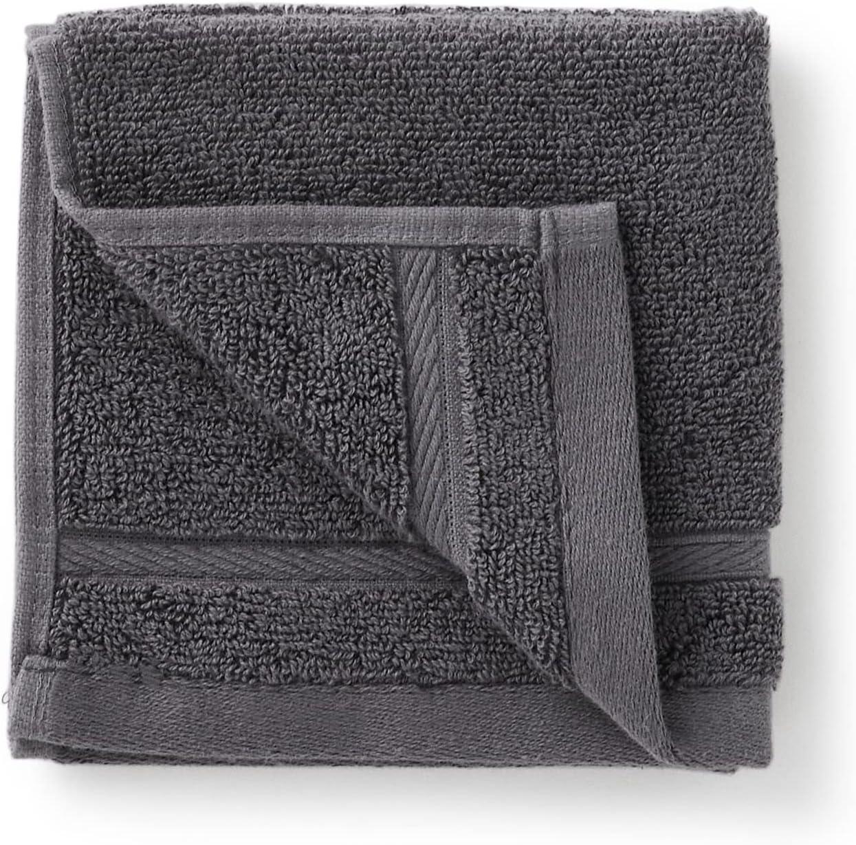 Basics Cotton Washcloths, Made with 30% Recycled Cotton Content -  12-Pack, Dark Gray Dark Grey Washcloths