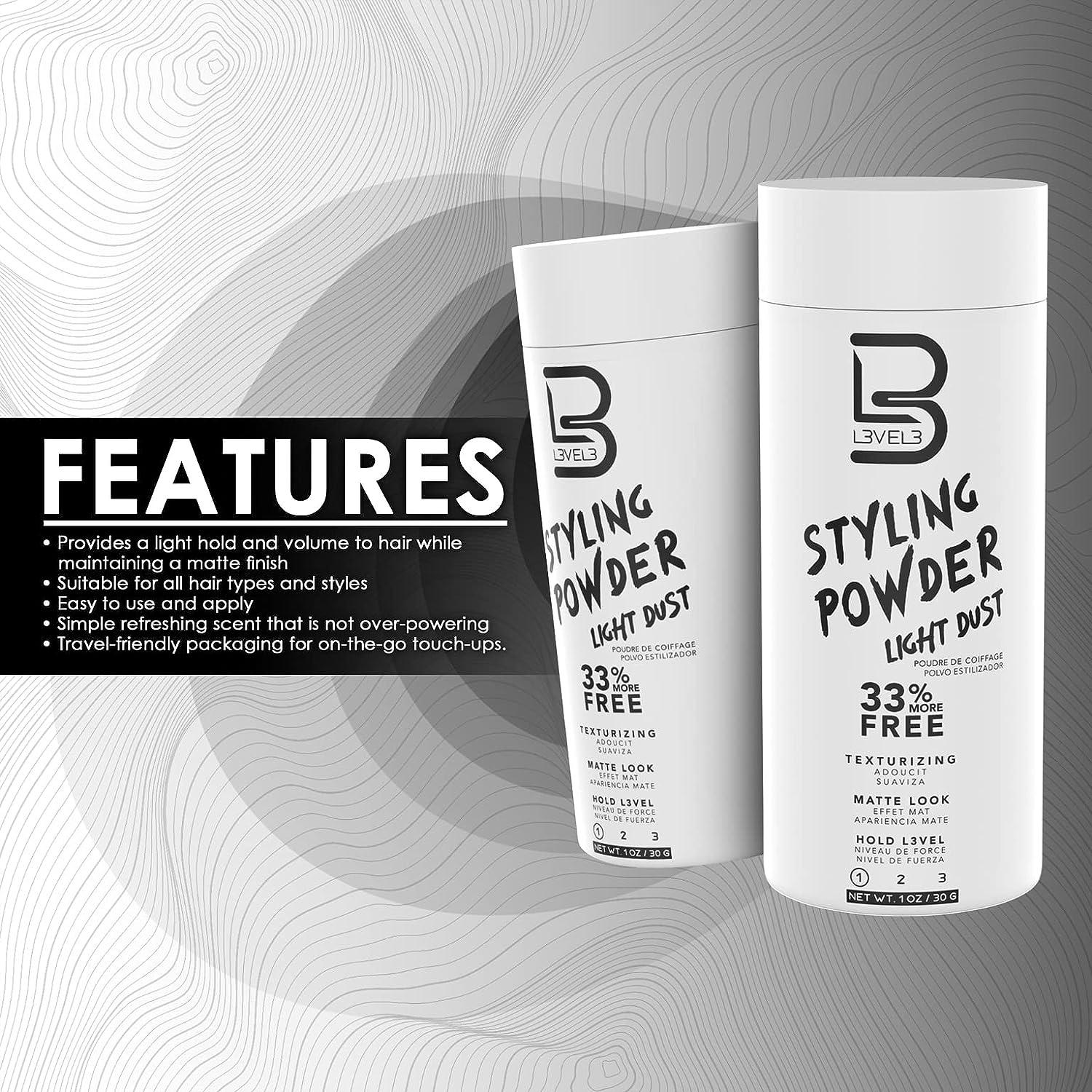 L3 Level 3 Light Hold Styling Powder - Natural Matte Hairstyle -  Texturizing and Volumizing