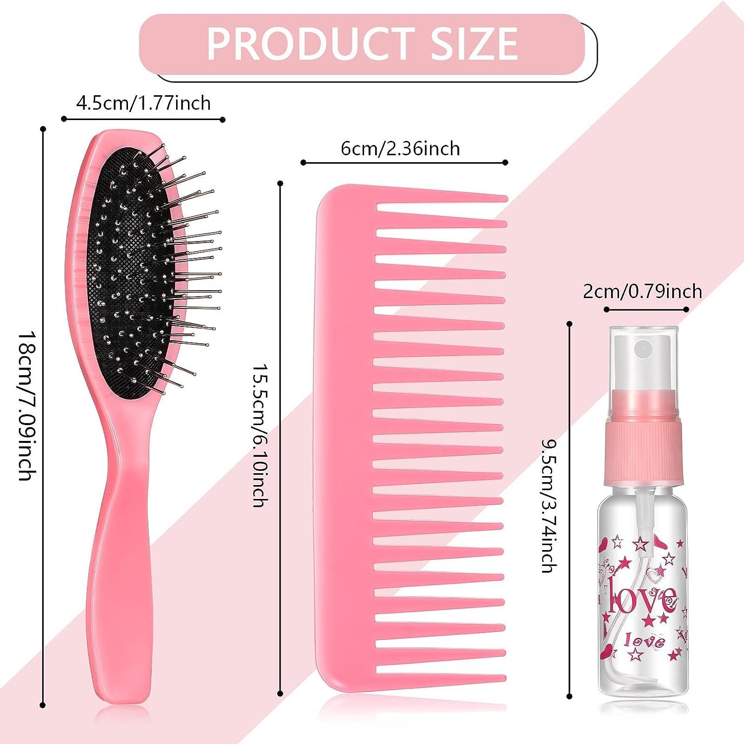 3 Pieces Doll Hair Brush Kit Wig Brushes Wire Doll Hair Care Plastic Doll  Hair Brush and Comb Set with Spray Bottle for 18 Inch Doll Head Care  Styling Detangling Accessories (Light Pink)