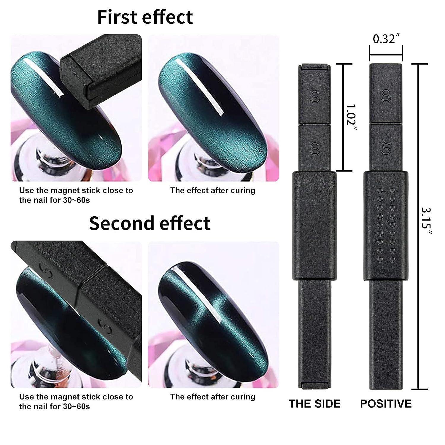 8 Pieces Nail Magnet Tool Set Double-head Flower Design Nail Magnet Pens  Magnet Stick 3D Magnetic Cat Eye Gel Polish Nail Art for DIY 3d Magnetic  Salon Studio or Home