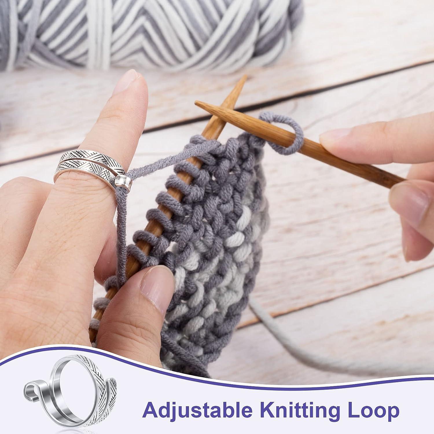 PAGOW 8 PCS Knitting Crochet Loop Ring Crochet Ring for Finger