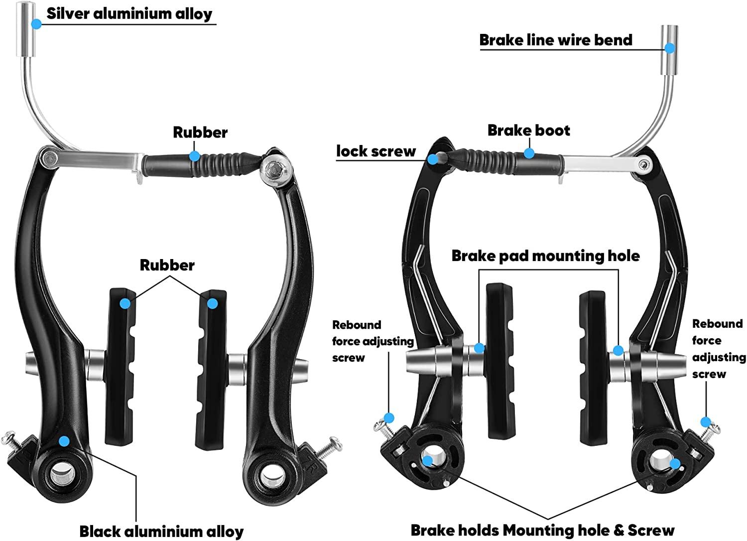 Hmseng 2 Pairs Bike Brakes, Universal Complete V Bike Brakes Set