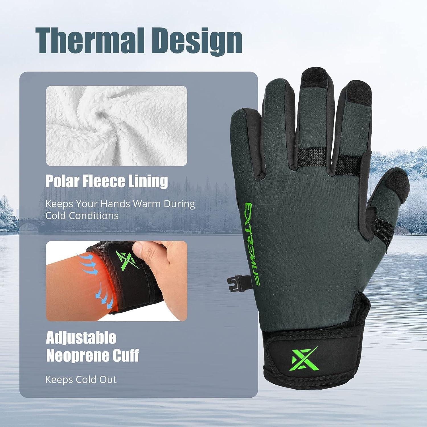 Extremus Buckwell Winter Gloves - Touchscreen Water Resistant Warm Fishing  Gloves for Cold Weather - Men and Womens Gloves for Ice Fishing,  Photography, or Hunting Gray Large