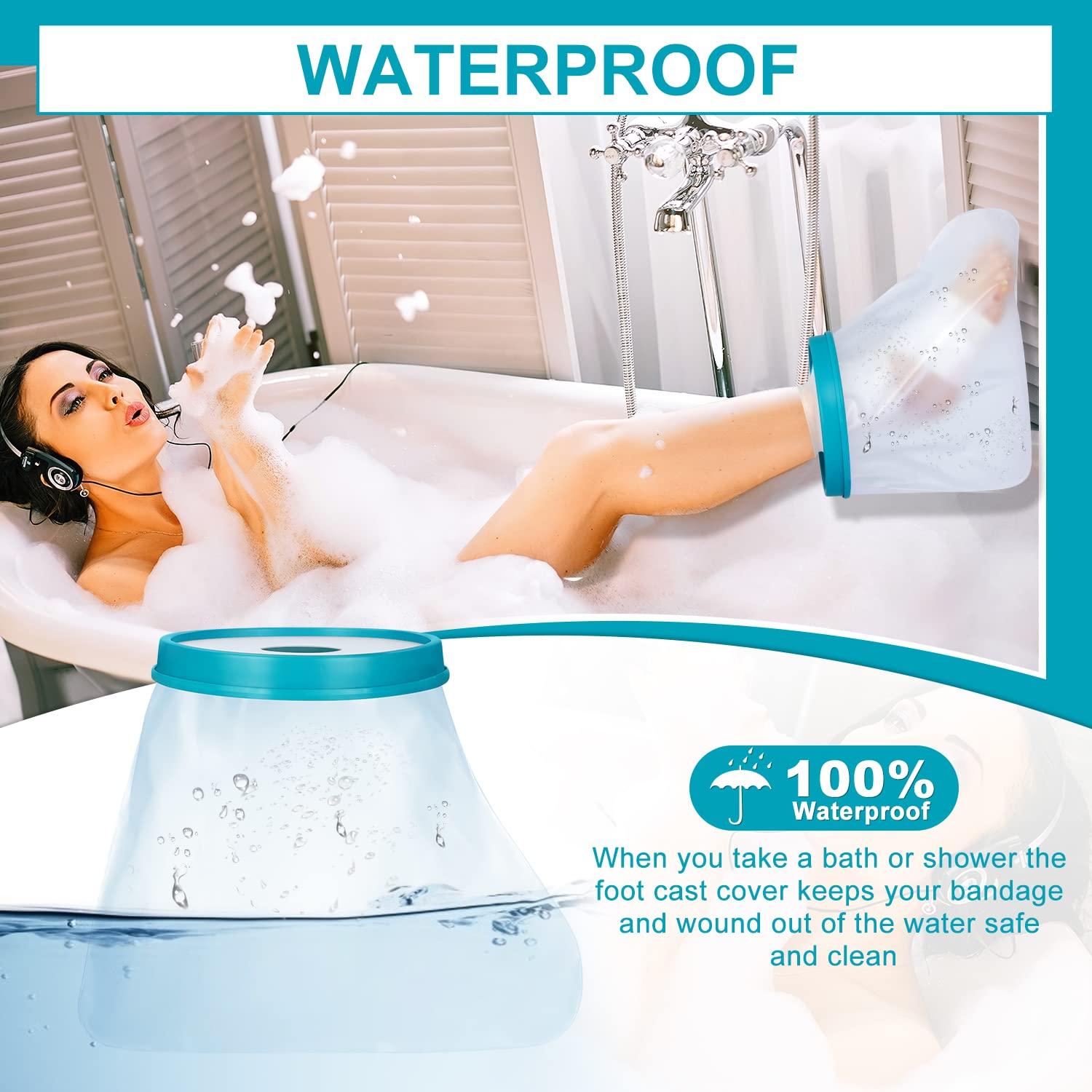 Waterproof Foot Cast Cover for Shower Reusable Watertight Protector for Ankle, Adult Bath No