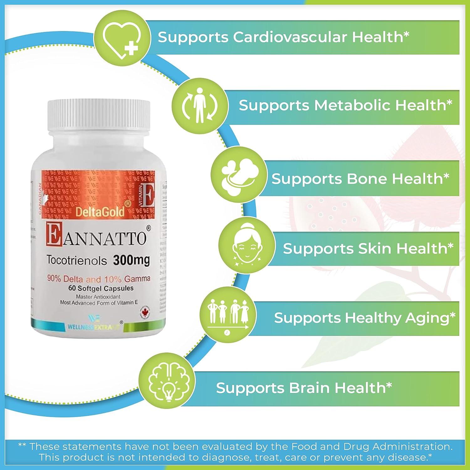 WELLNESS EXTRACT E Annatto Tocotrienols Deltagold 300mg Vitamin E