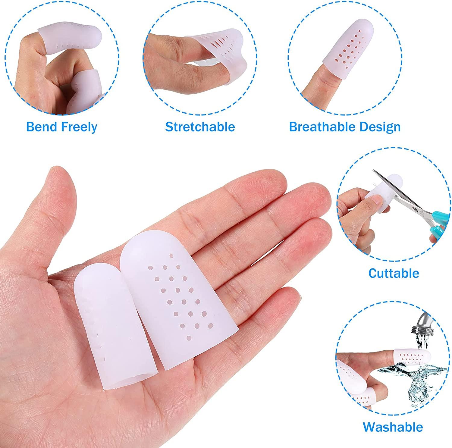 20 Pieces Silicone Finger Protectors Finger Caps with Holes for Wound, Breathable Finger Cots