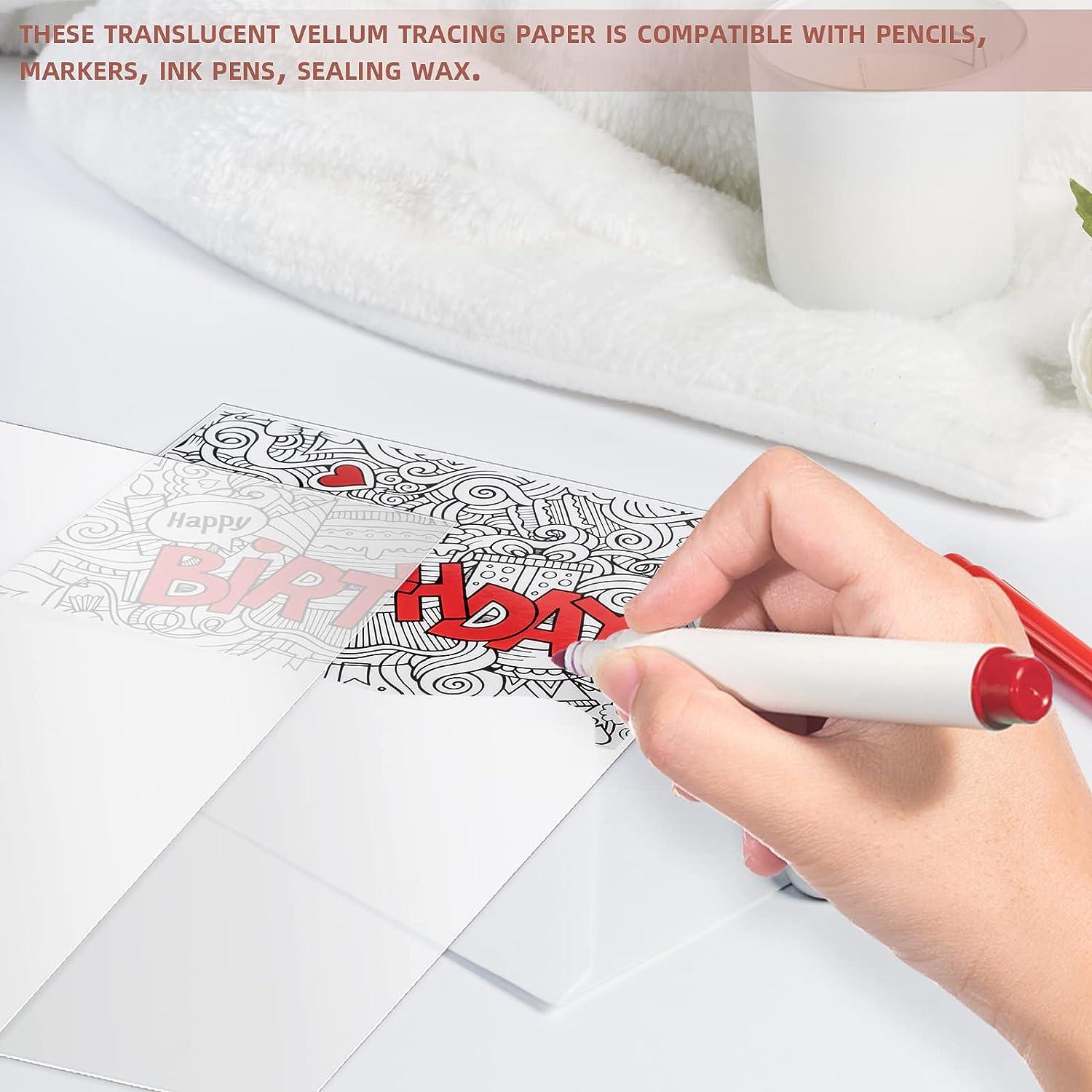 FSWCCK 150 Sheets Translucent Tracing Vellum Paper Printable 8.5 x 11  Inches for Invitations, Envelopes, Scrapbook Projects (8.5 x 11 Inches,  93GSM)