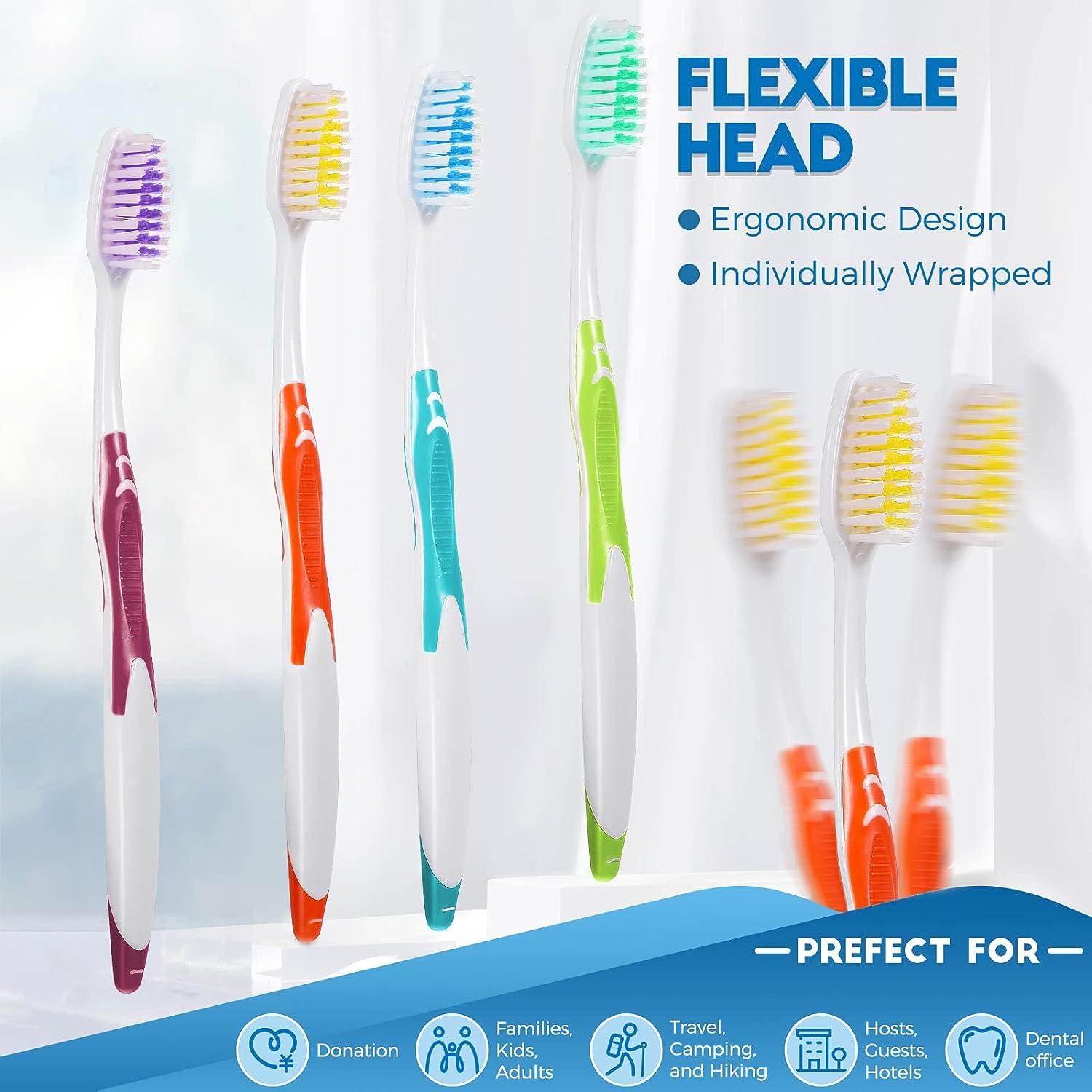 Disposable Individually Wrapped Toothbrush Bulk Pack - 24 Multi Color ...