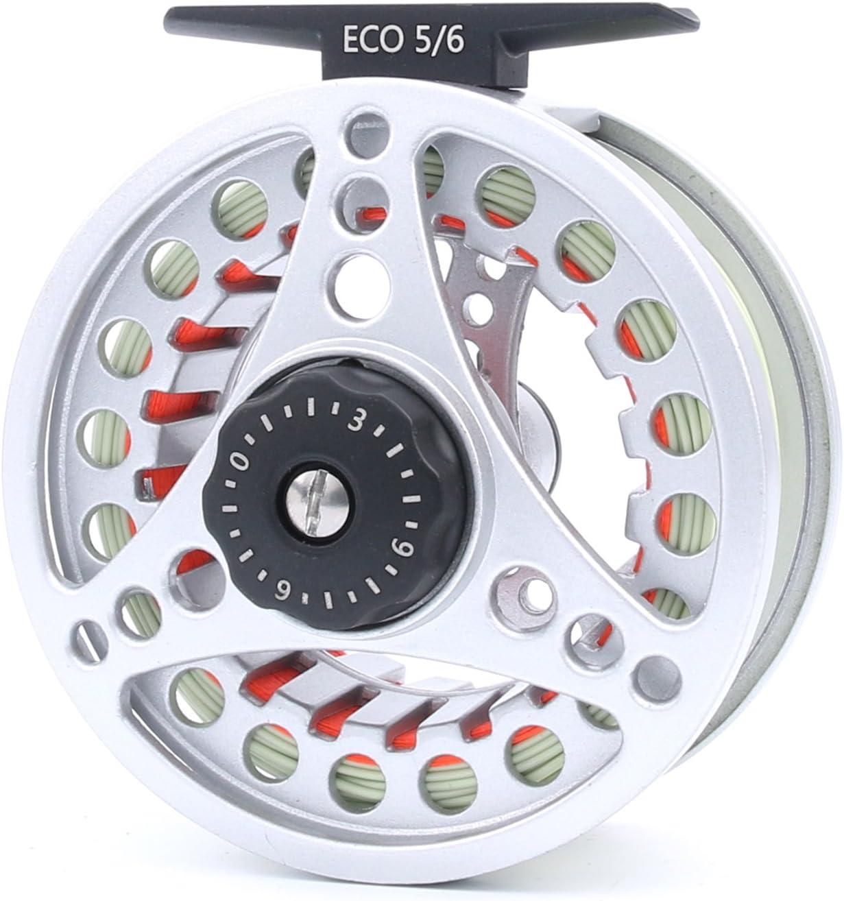 M MAXIMUMCATCH Maxcatch ECO Large Arbor Fly Fishing Reel (3/4wt 5/6wt 7/8wt)  and Pre-Loaded Fly Reel with Line Combo Silver Reel Loaded Moss Green Line  3/4 weight