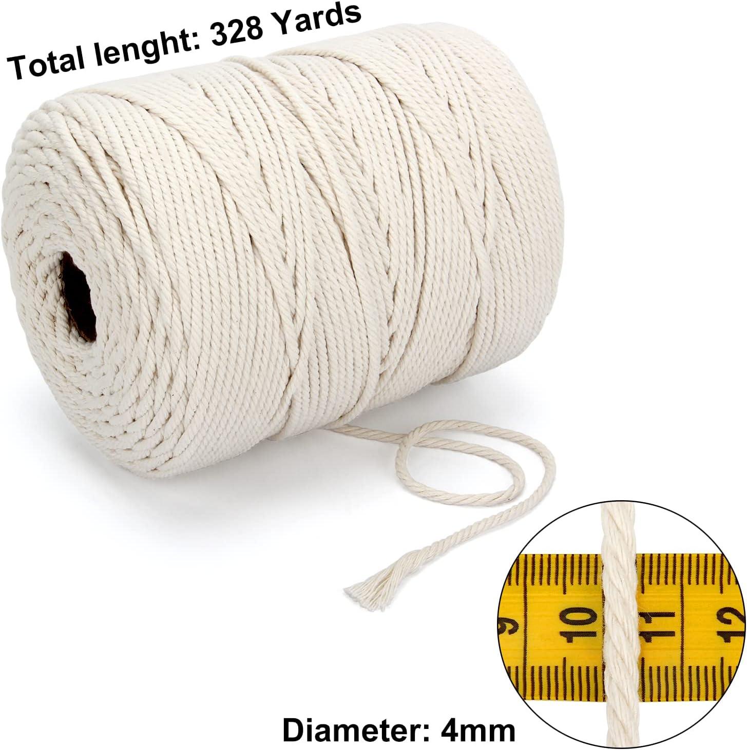 Macrame Cord 4mm x 328Yards(984Feet),Natural Cotton Macrame Rope