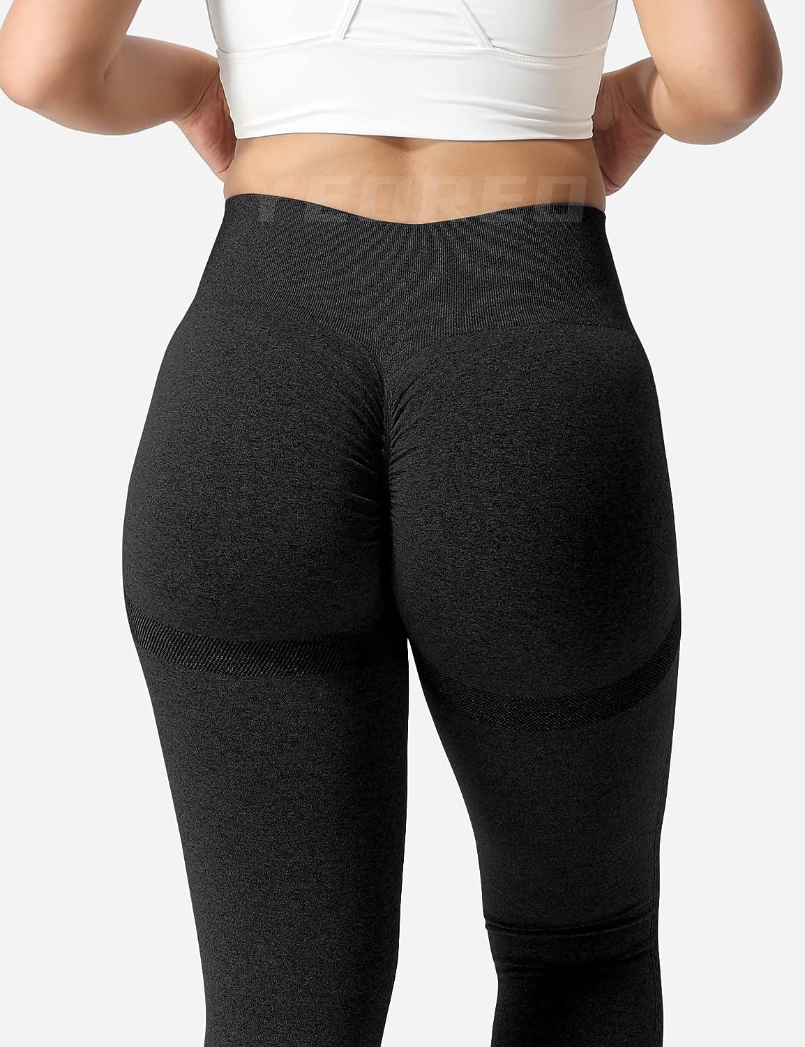 YEOREO Scrunch Butt Lift Leggings for Women Workout Yoga Pants Ruched Booty  High Waist Seamless Leggings Compression Tights #1 Black Medium