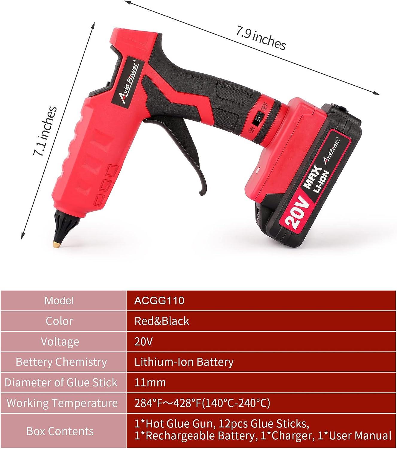 AVID POWER Hot Glue Gun Kit 20V Cordless Rechargeable Handheld