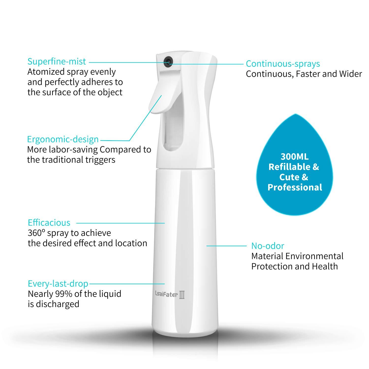 Water Spray Bottle for Hair (White 10oz) Hair Spray Bottle Fine Plant