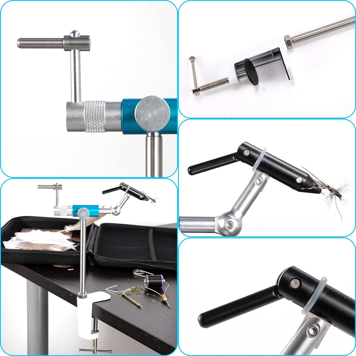 Dr.Fish Rotary Fly Tying Vise Aluminum Alloy Fly Vise with Portable