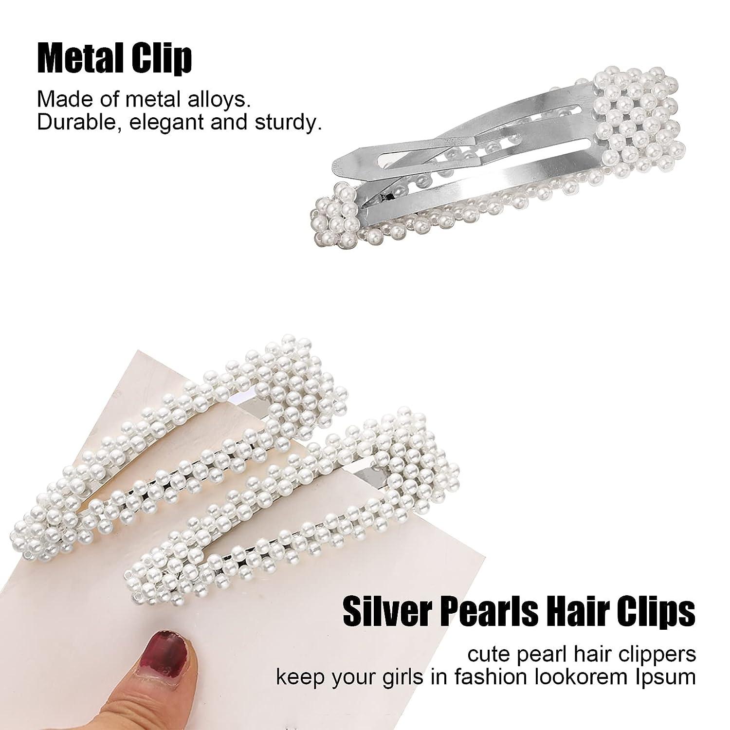 Elegant Pearl Hair Clips Set of Handmade Gold Snap Barrettes