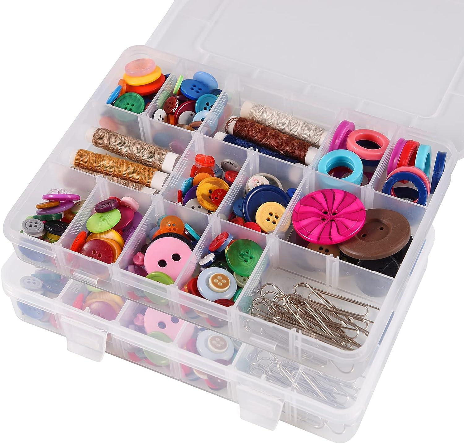 18 Grids Plastic Organizer Box with Dividers, Exptolii Clear Compartment  Container Storage for Washi Tapes Beads Crafts Jewelry Fishing Tackles
