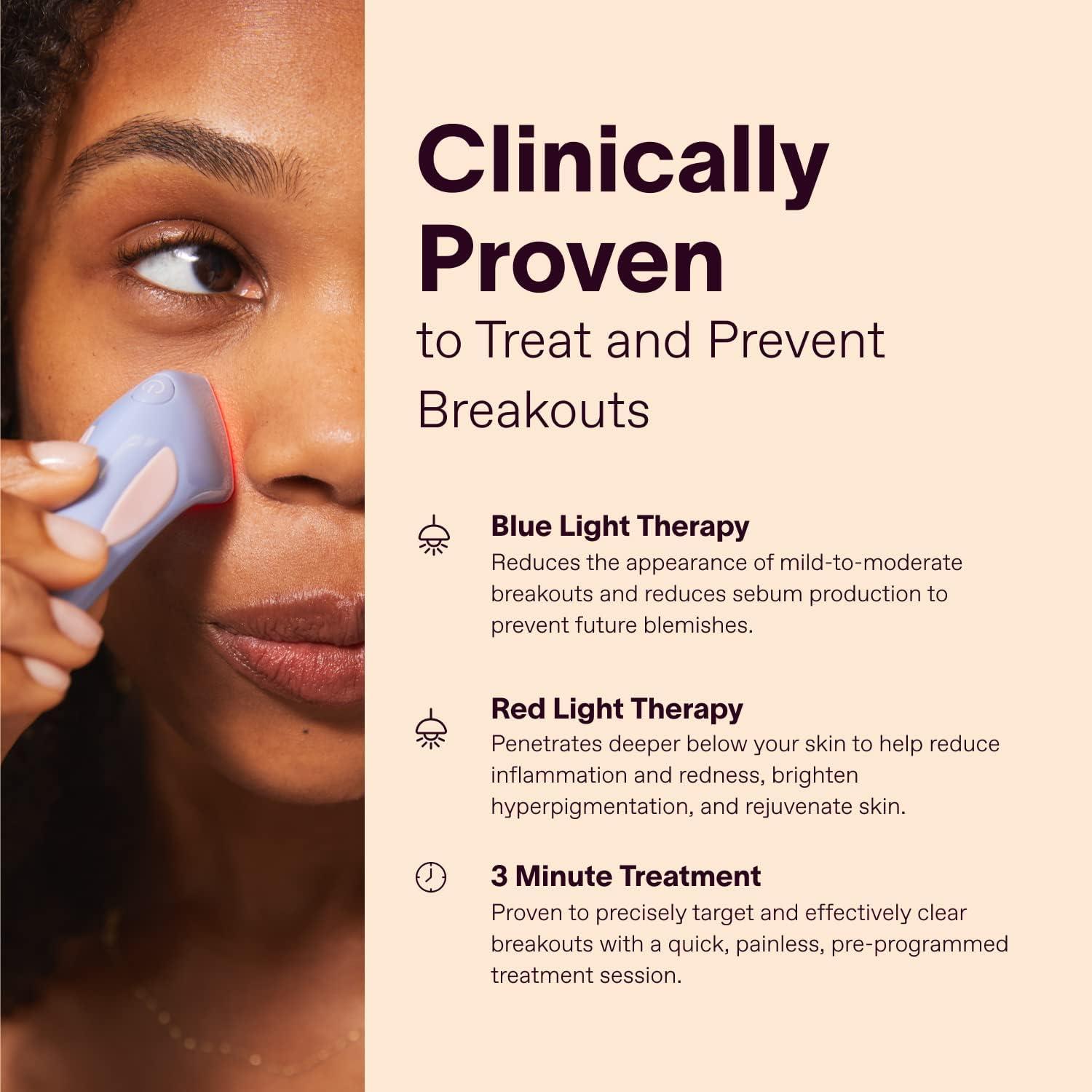 Solawave Bye Acne Spot Treatment Red & Blue Light Therapy Device for