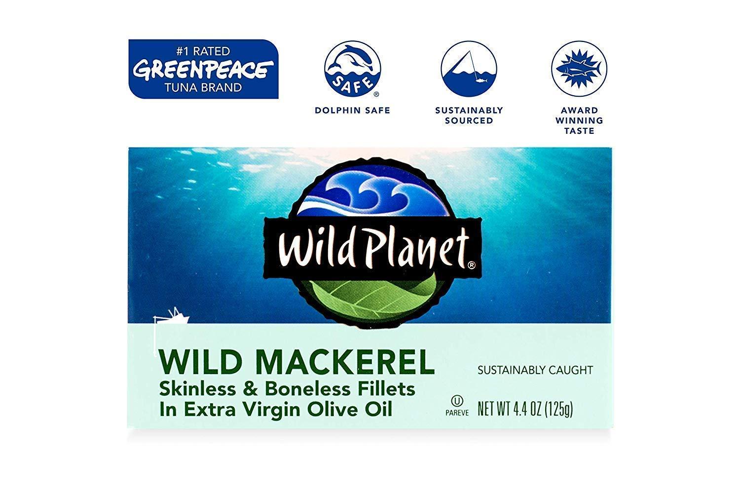 Wild Wild Mackerel Fillets in Organic Extra Virgin Olive Oil, Skinless & Boneless, 3rd